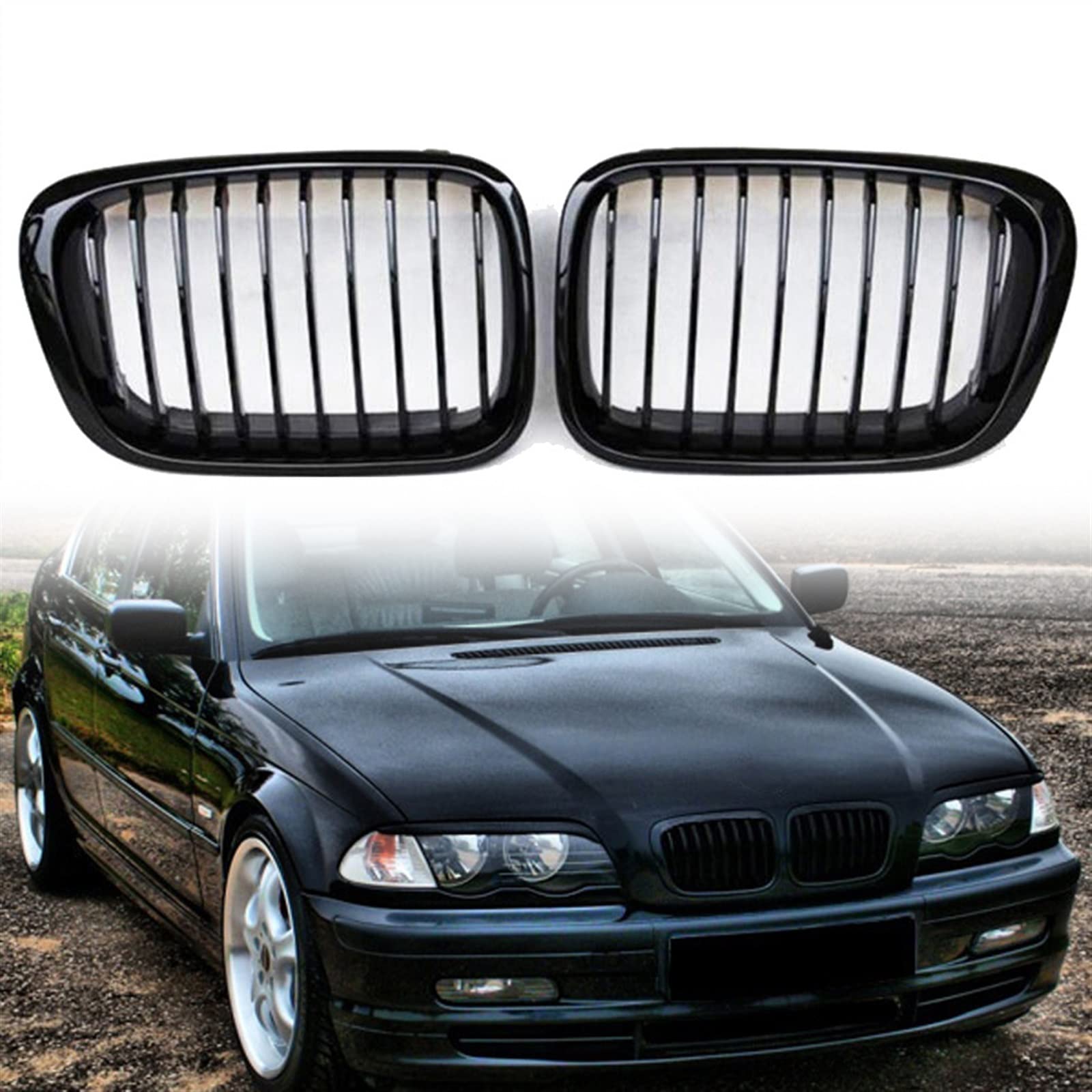 Rejilla delantera de riñón con acabado mate antidesgaste para parachoques de BMW E46 6