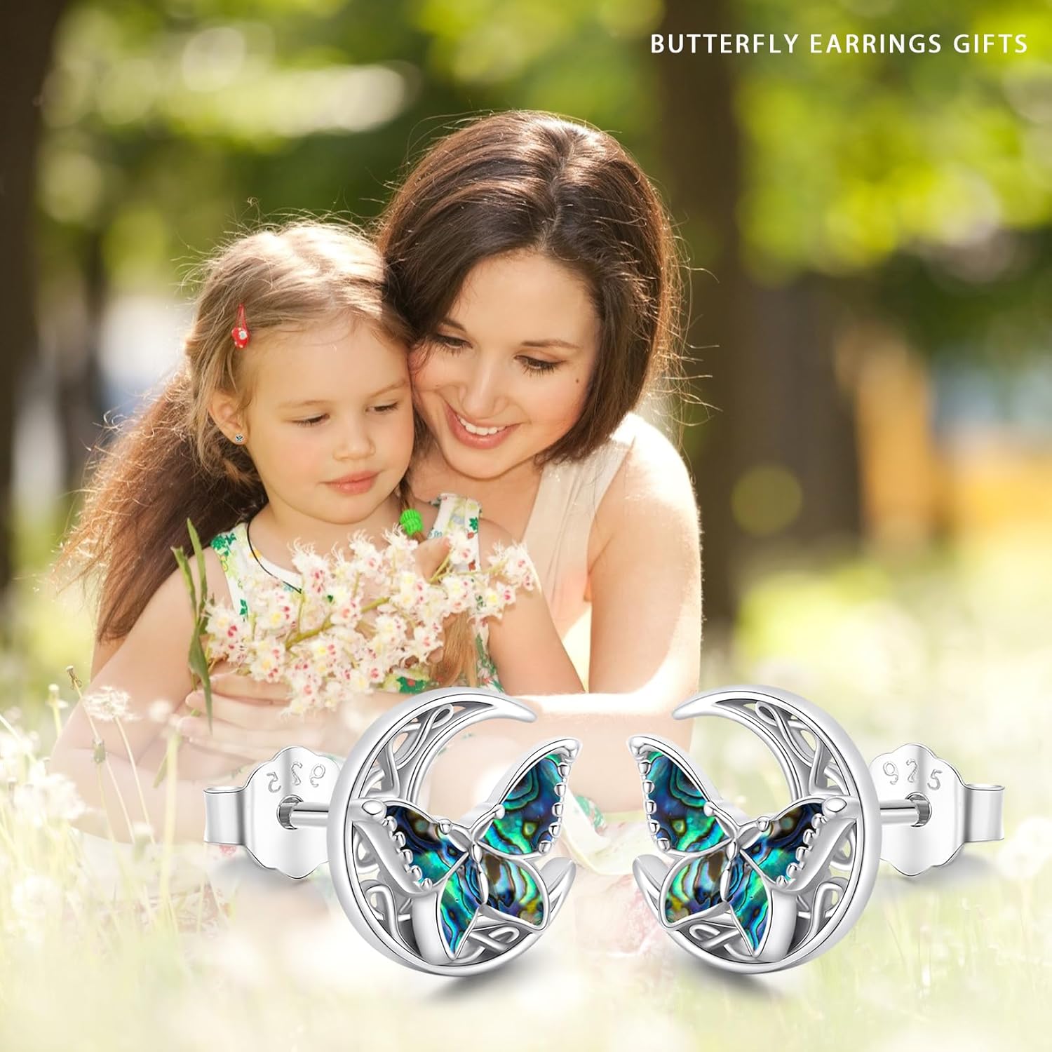 Butterfly Stud Earrings 925 Sterling Silver Celtic Moon Earrings Irish Celtic Jewelry Gifts for Women - Image 8