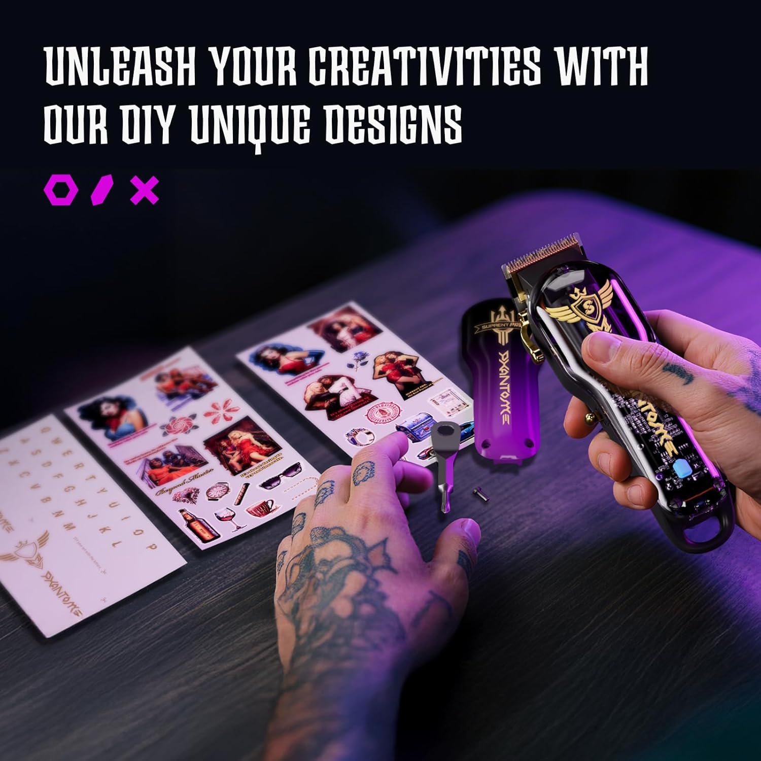 SUPRENT® PRO Professional Hair Clippers for Men- Premium Barber Clippers DLC-Coated Blade & Brushless Motor- Rechargeable Haircutting Kit with DIY Customizable Casing- Gift for Men - Image 5