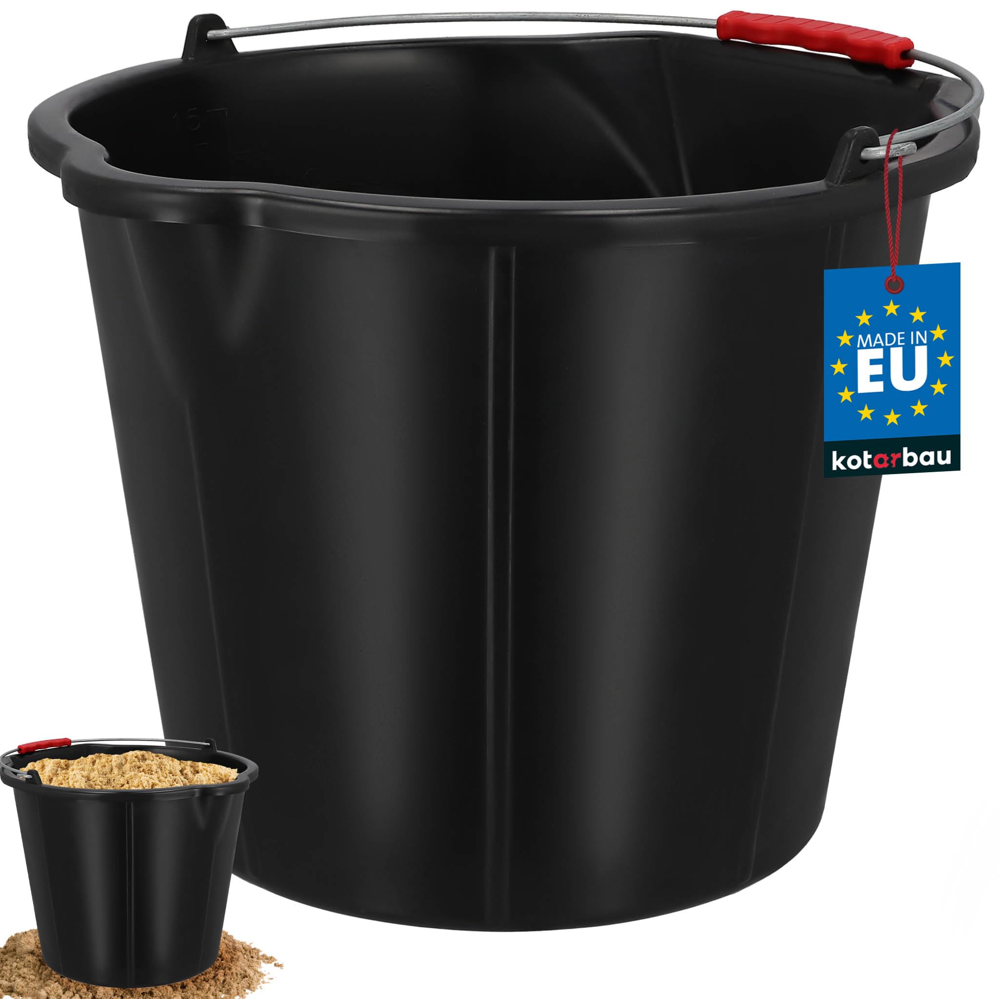 KOTARBAU® Secchio in plastica con beccuccio, 15 l, con manico, colore nero