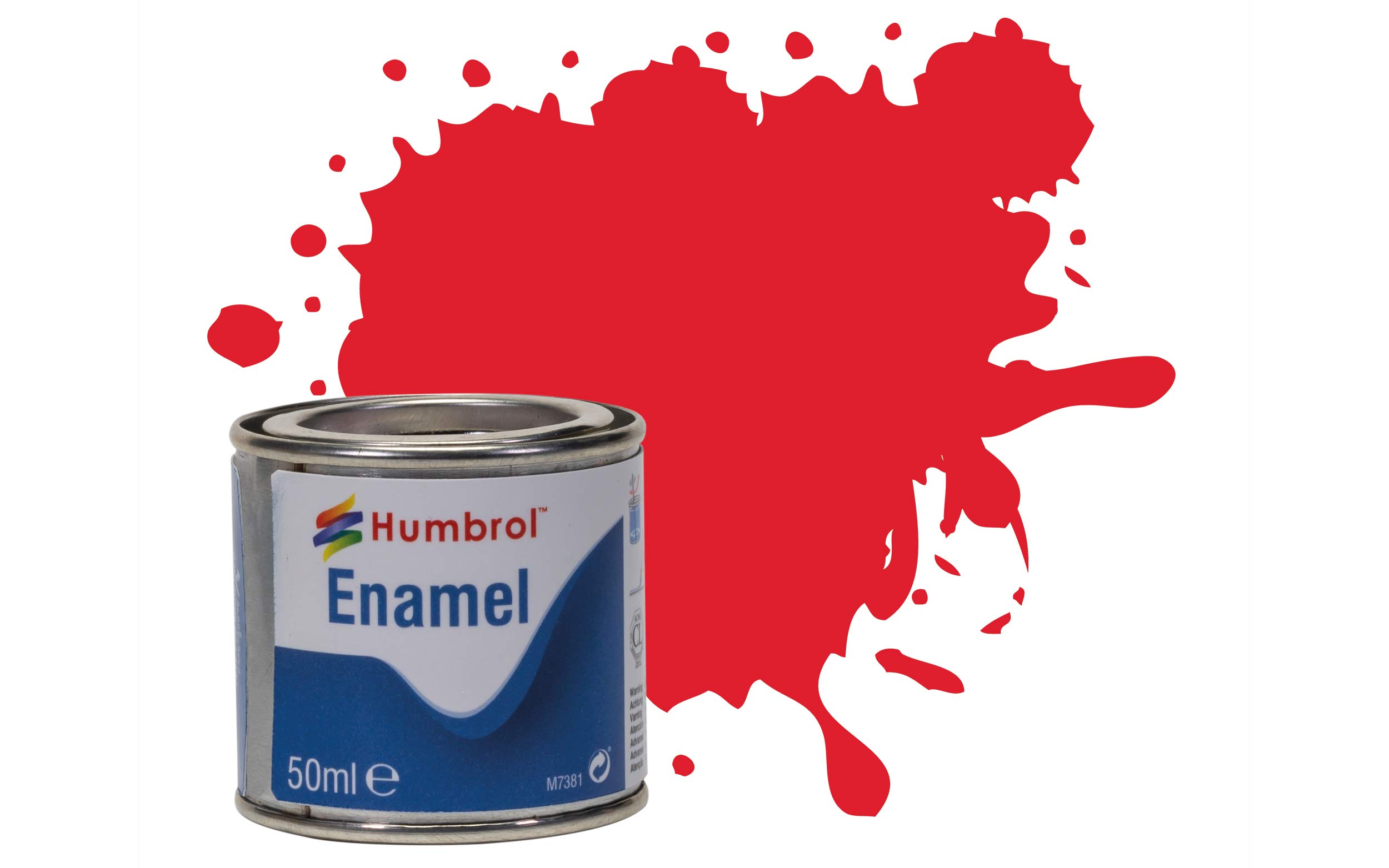 Humbrol No 19 Bright Red - Gloss Model Paint - Aq0019 Tinlet No 2 (50Ml), Enamel Paints For Models, Plastic, Metal, Wood, Glass, Ceramics And More, Enamel Touch Up Paint - Hobby Paint For Craft Kits
