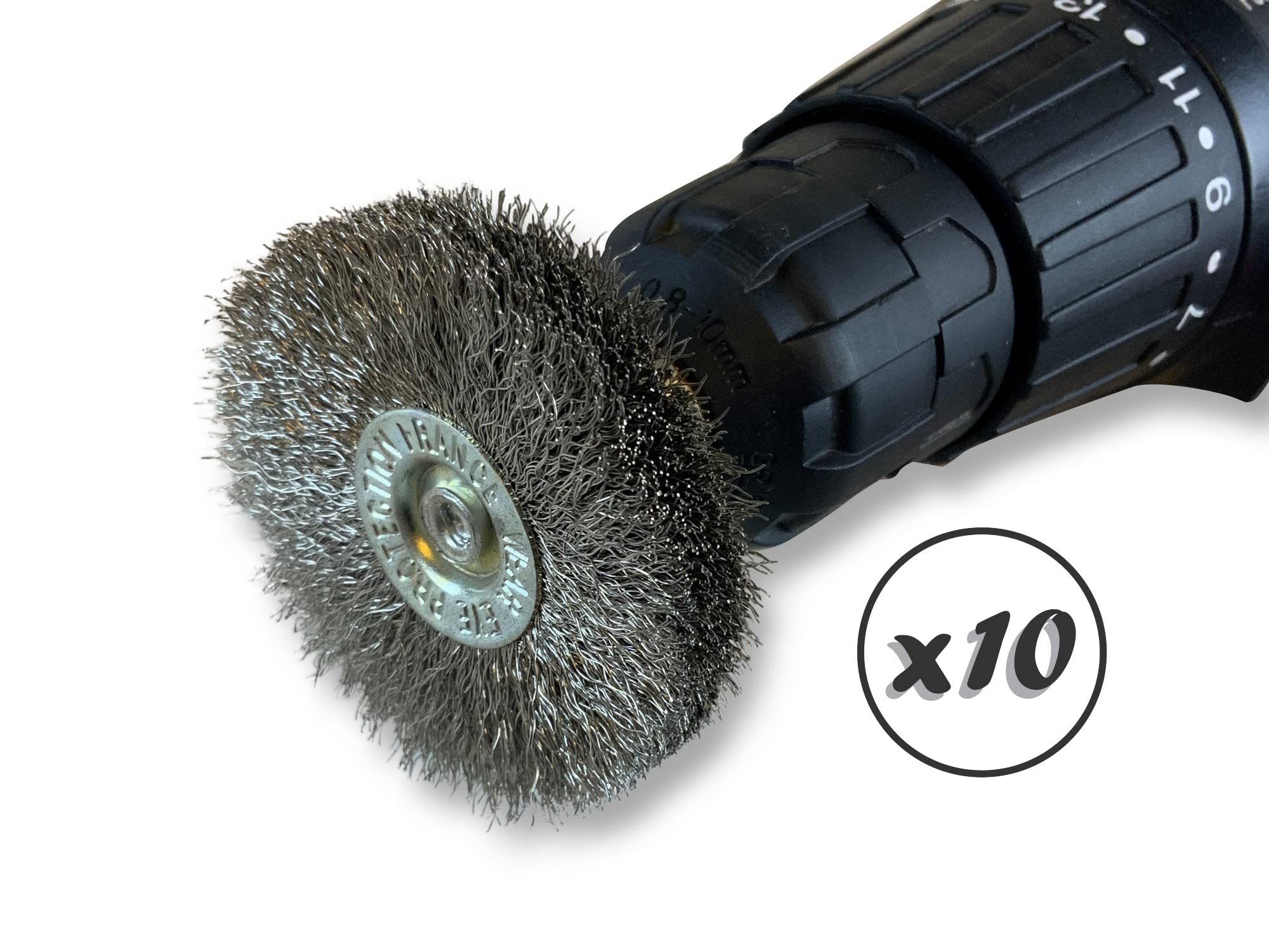 Kibros Lot 10 brosses circulaires tige Ø 60 mm inox souple 12 mm