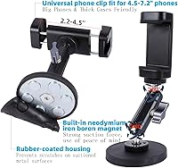 Vista 3 de Gym Magnetic Phone Holder Mount with 360° Adjustable Dual Ballhead Magic Arm, Magnet Base Phone Mount for Gym Equipment, Refrigerator, or Any