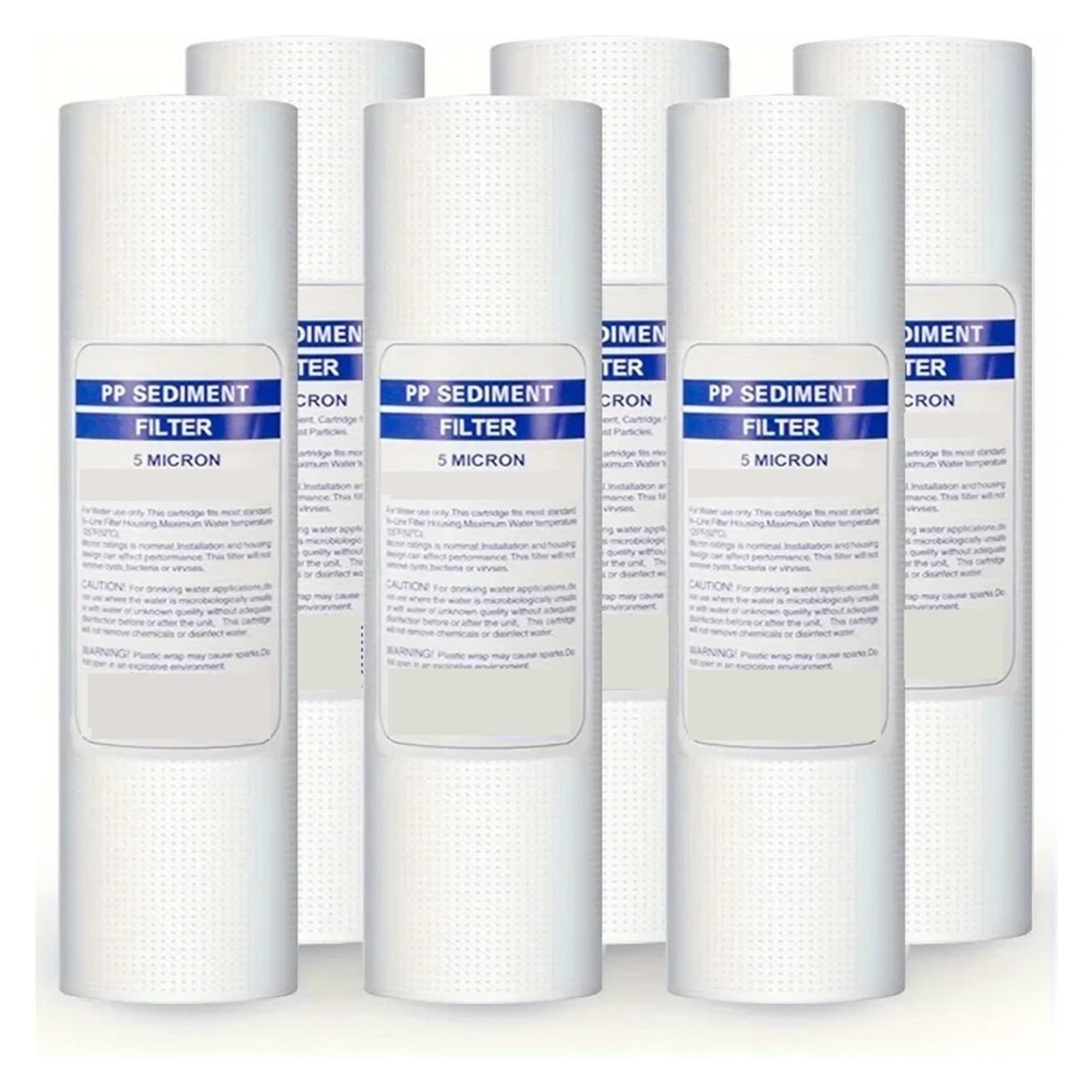 Elemento filtrante de algodón PP, 5 micras, 10" x 2,5", | Cartucho de repuesto for filtro de agua for toda la casa(4Pcs)
