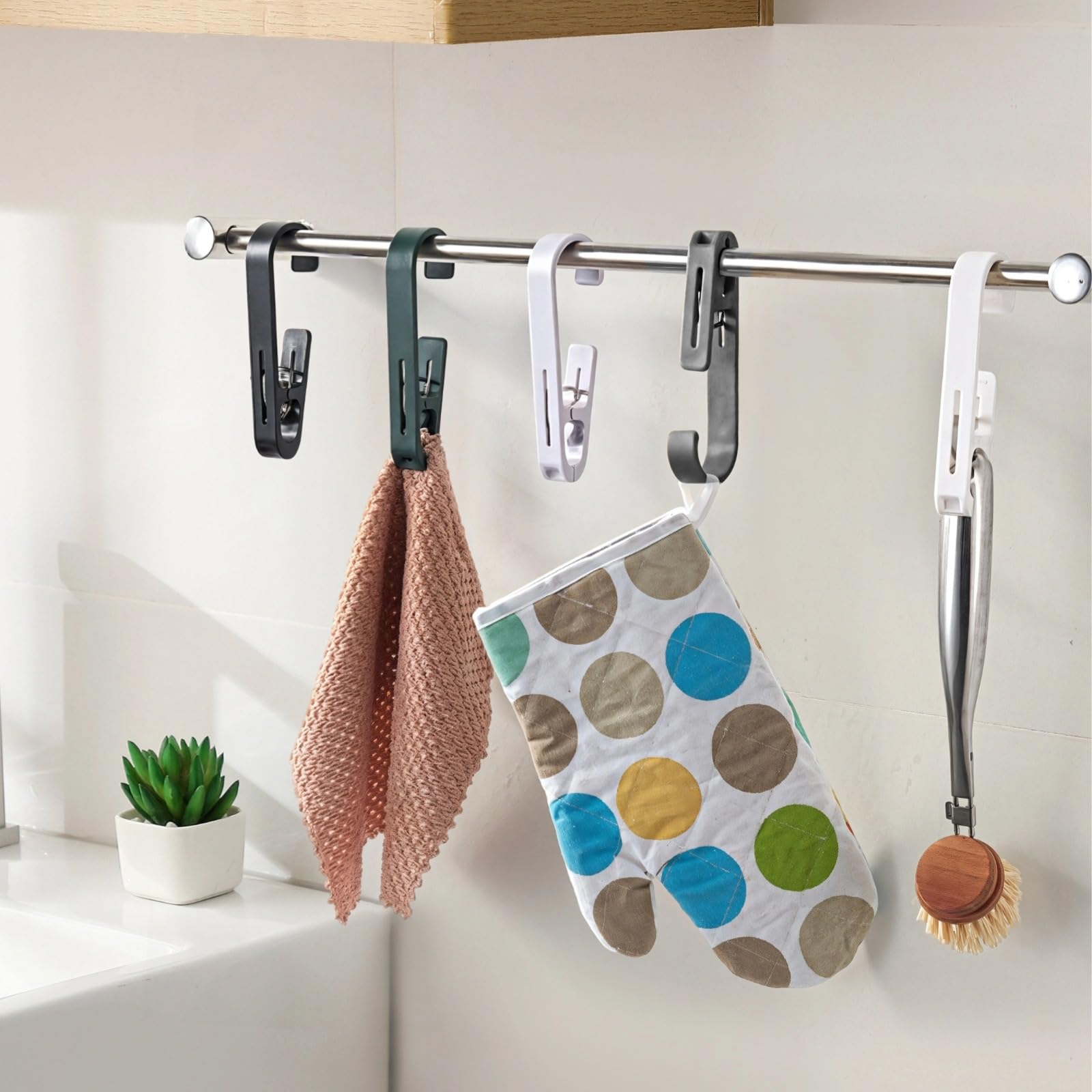 12 STK. Große Wäscheklammern, Handtuchclips, große Duschvorhanghaken aus Kunststoff, Aufhängeclips für Bad, Dusche, Wäsche, zum Befestigen von Vorhängen, Kleidung und Pflegeartikeln