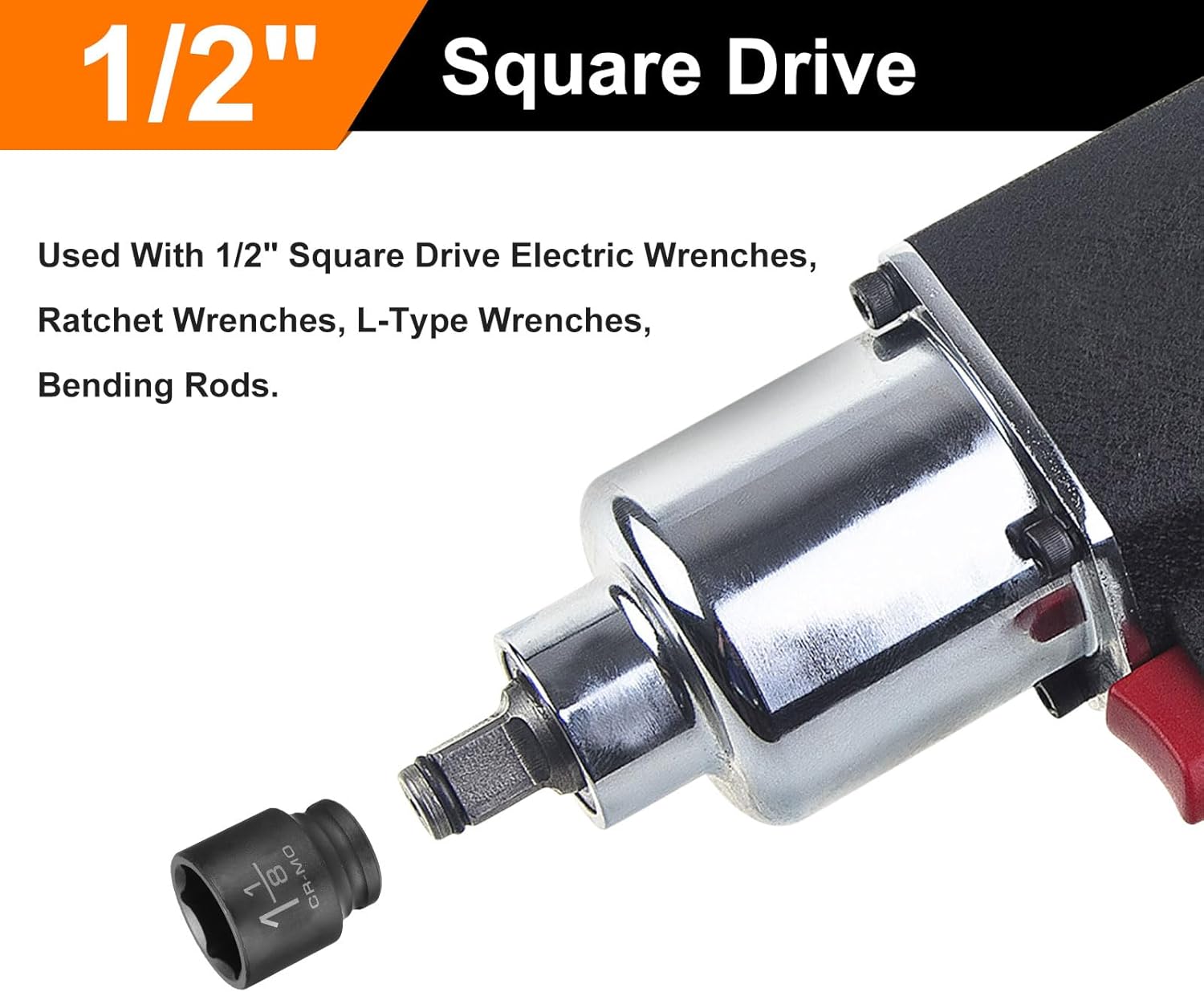 HARFINGTON 3pcs 6 Point Shallow Impact Socket 1-1/8" Socket 1/2" Square Drive 45mm (1.8") Long 40cr Alloy Steel for Home Auto Axle Hex Nuts Bolts Repair, Black