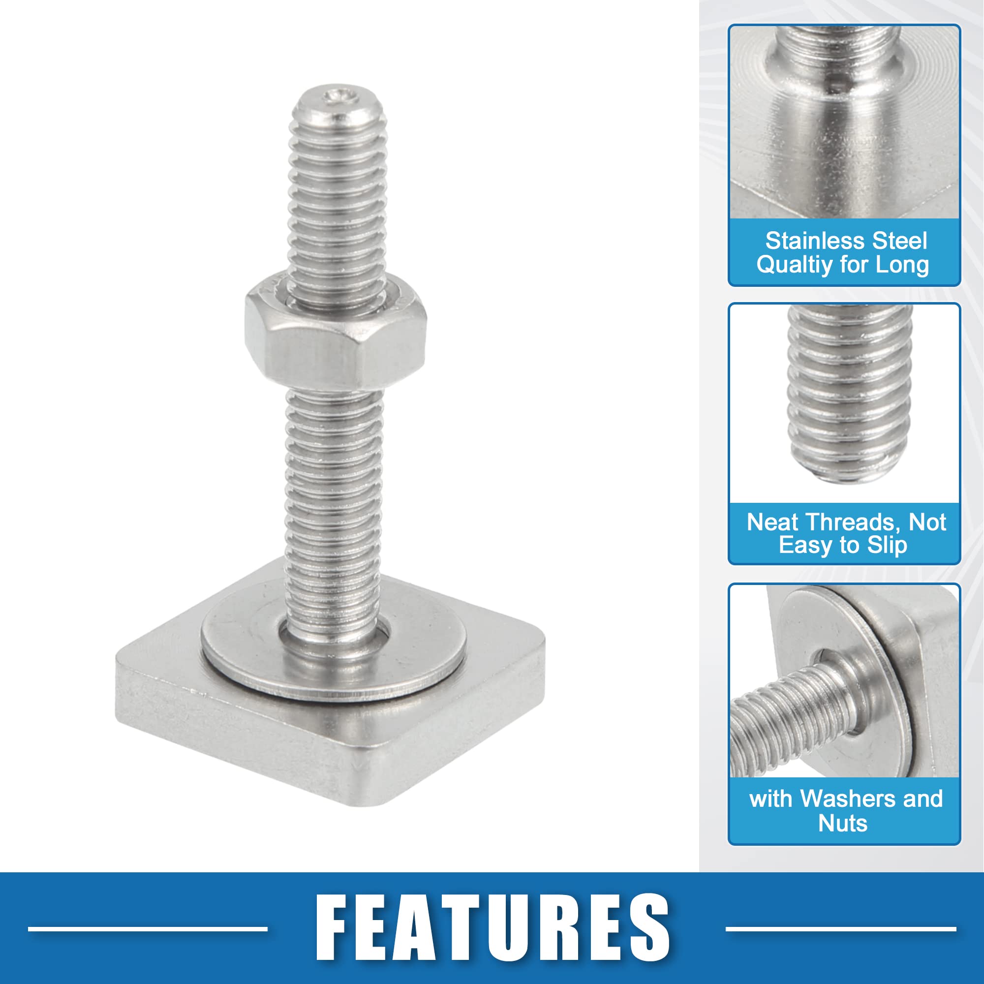 X AUTOHAUX Car Roof Rack T Shaped Slot Bolt M6 W/Nuts Washer (Pack of 12), Silver Tone, 1.54"x0.79"x0.79" - Image 4