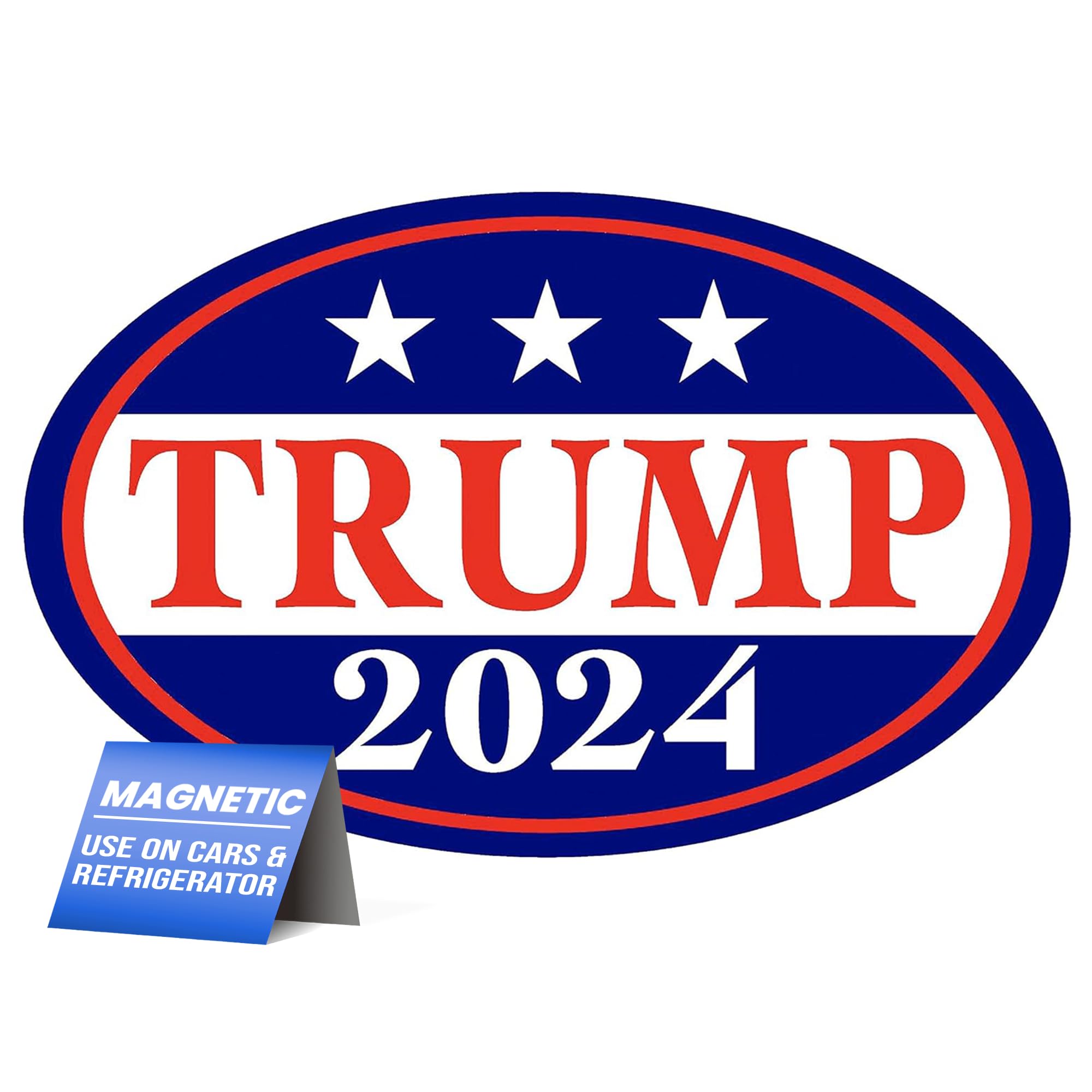 Trump 2024 Donald Trump for President Magnetic Bumper Sticker Oval, Share w/Family & Friends - Political Sticker for Vehicle, Refrigerator - Car Magnet Decal, Room & Wall Decor, Gift - 3.5