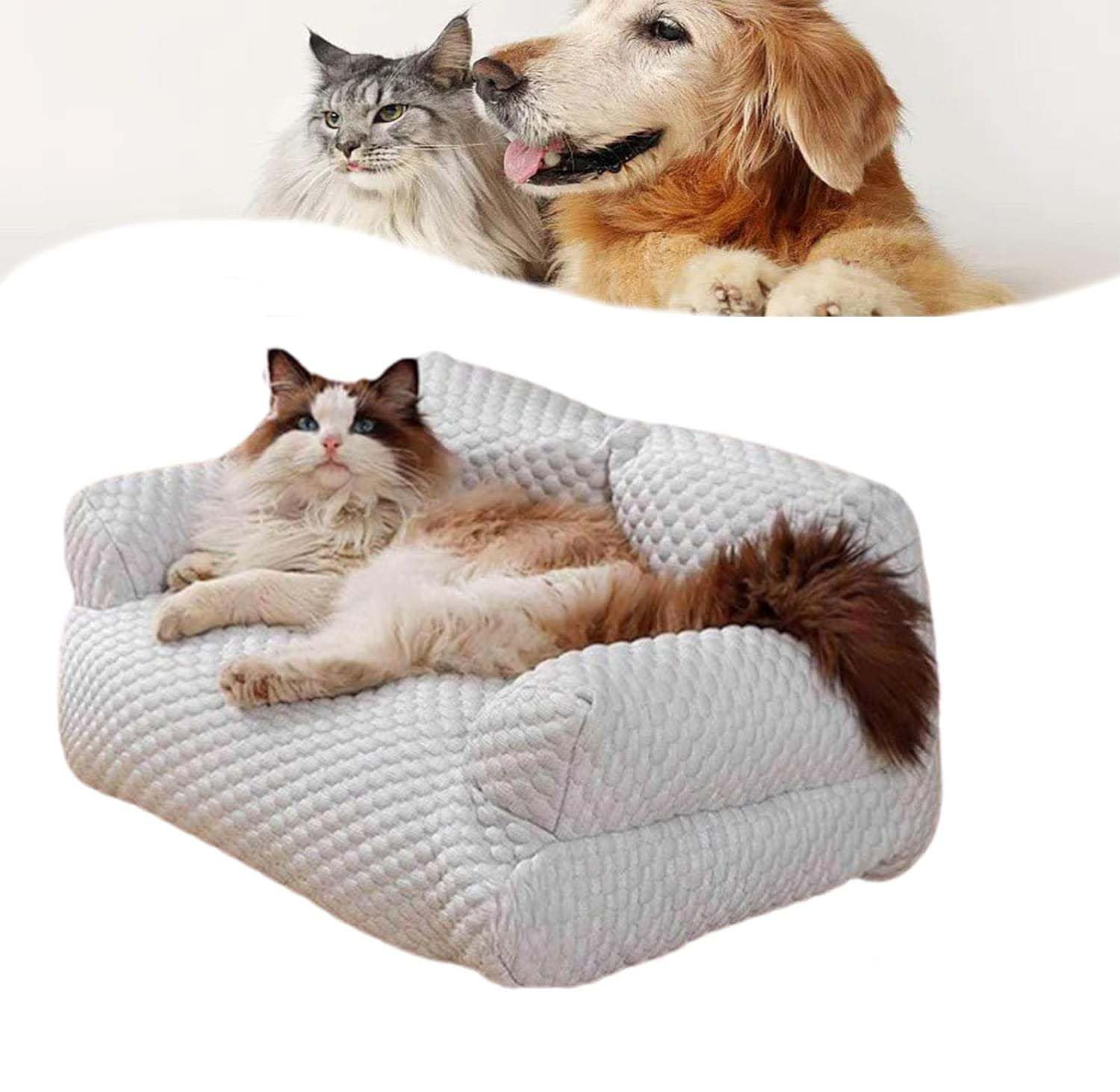 Hliloy Ice Silk Cooling Pet Bed Breathable Washable Dog Sofa Bed, Dog Cooling Bed Summer Sleeping Cool Ice Silk Bed for Small, Medium, Large Dogs & Cats Breathable Washable Pet Beds (Grey, M)