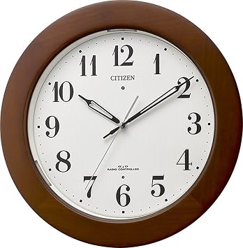Rhythm Citizen 4MYA35-006 Wall Clock, Radio Clock, Analog, Light, Automatic, Illumination, High Brightness, LED, Wood, Brown, Diameter 13.0 x 2.0 inches 33.0 x 5.1 cm