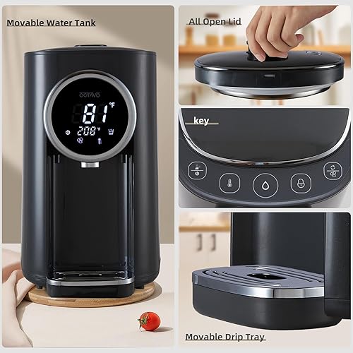 Miniatura 6 de OCTAVO - Caldera de agua y calentador de 5 litros, tanque de agua de acero inoxidable 304, temperatura de agua ajustable de 700 W, 6 temperaturas de