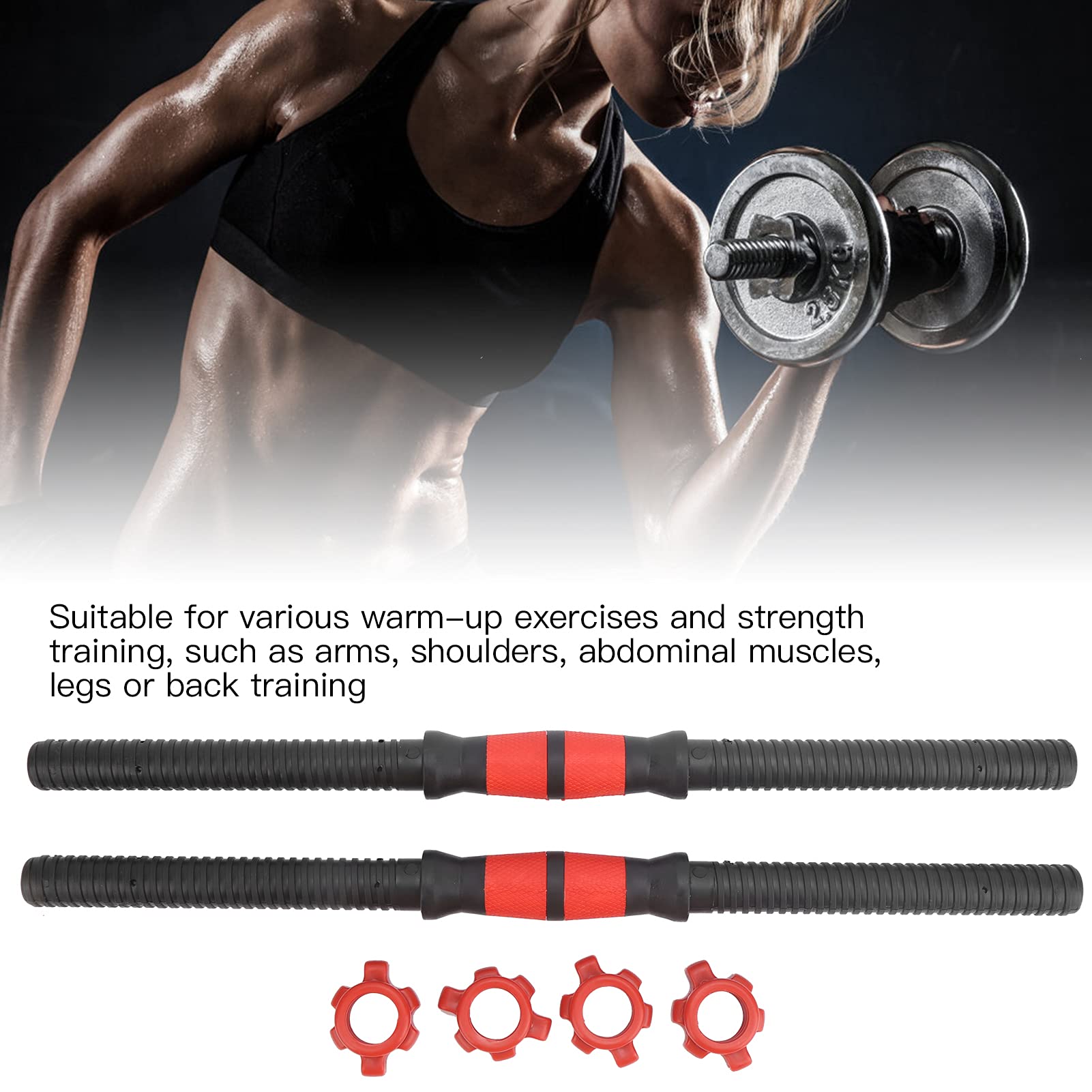 Maniglie per manubri da 2 pezzi, manubri in plastica da 50 cm/19,7 pollici con 4 dadi, manici per bilancieri leggeri, attrezzature per il fitness, accessori per sollevamento pesi,
