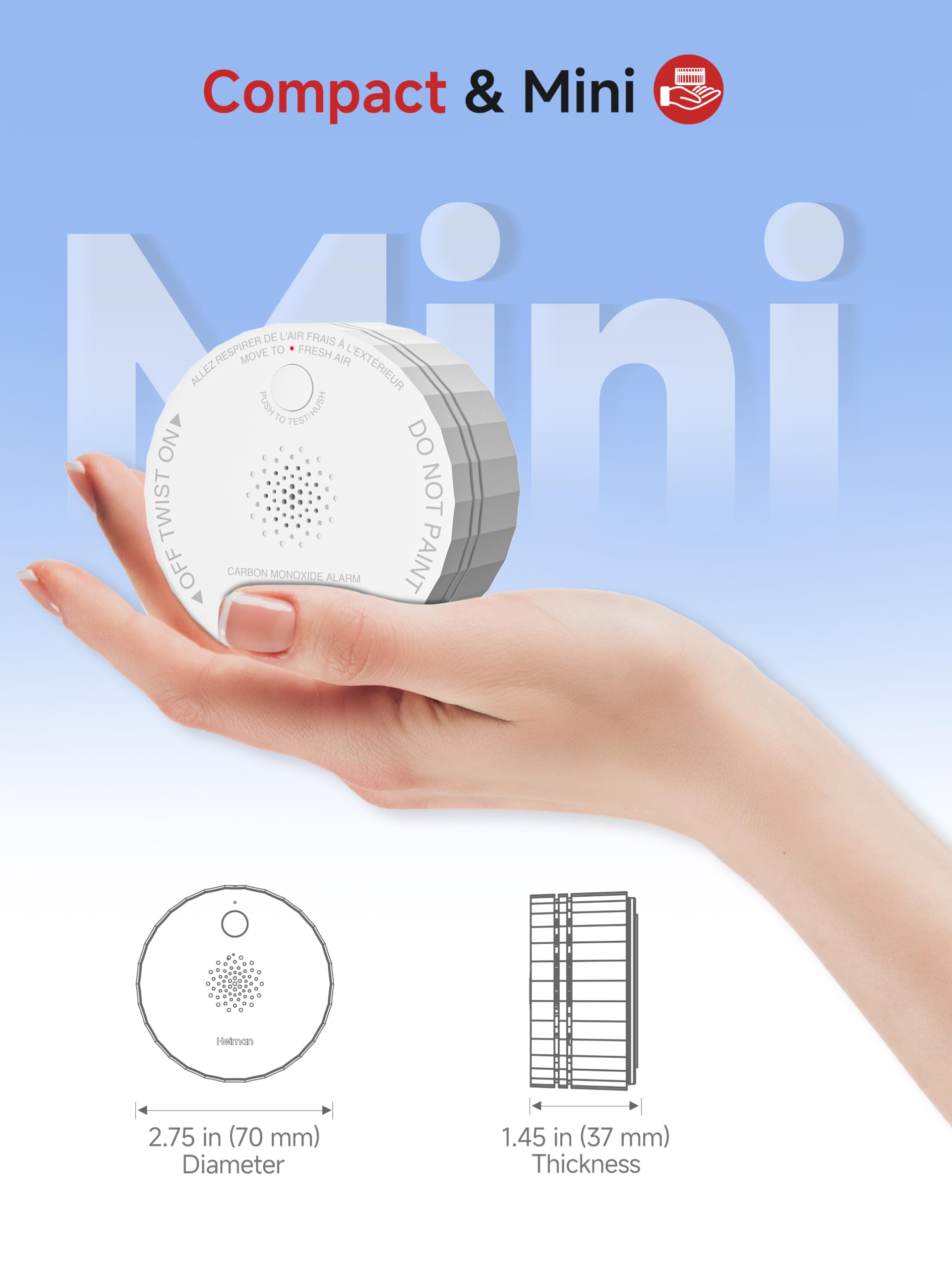 Heiman Smart CO Detectors - 3-Pack with Gateway -7