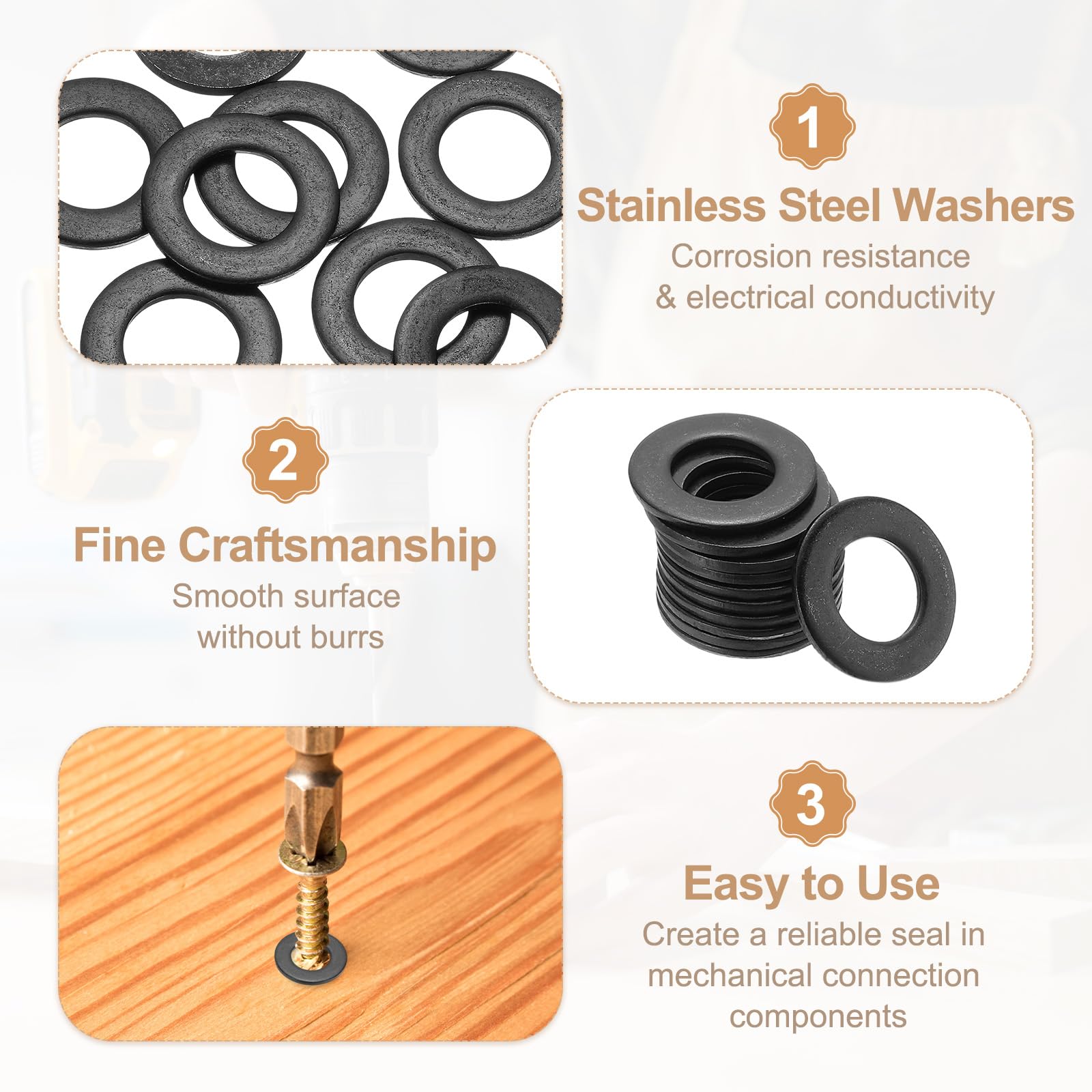 PATIKIL 9PCS M18 Stainless Steel Washers - Image 3