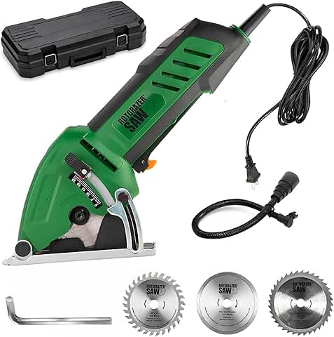 Official ROTORAZER Compact Circular Saw Set for DIY Projects - Cut Drywall, Tile, Grout, Metal, Pipes, PVC,