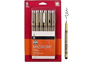 SAKURA Pigma Micron Archival Black Ink Fineliner Pens (6-Pack)