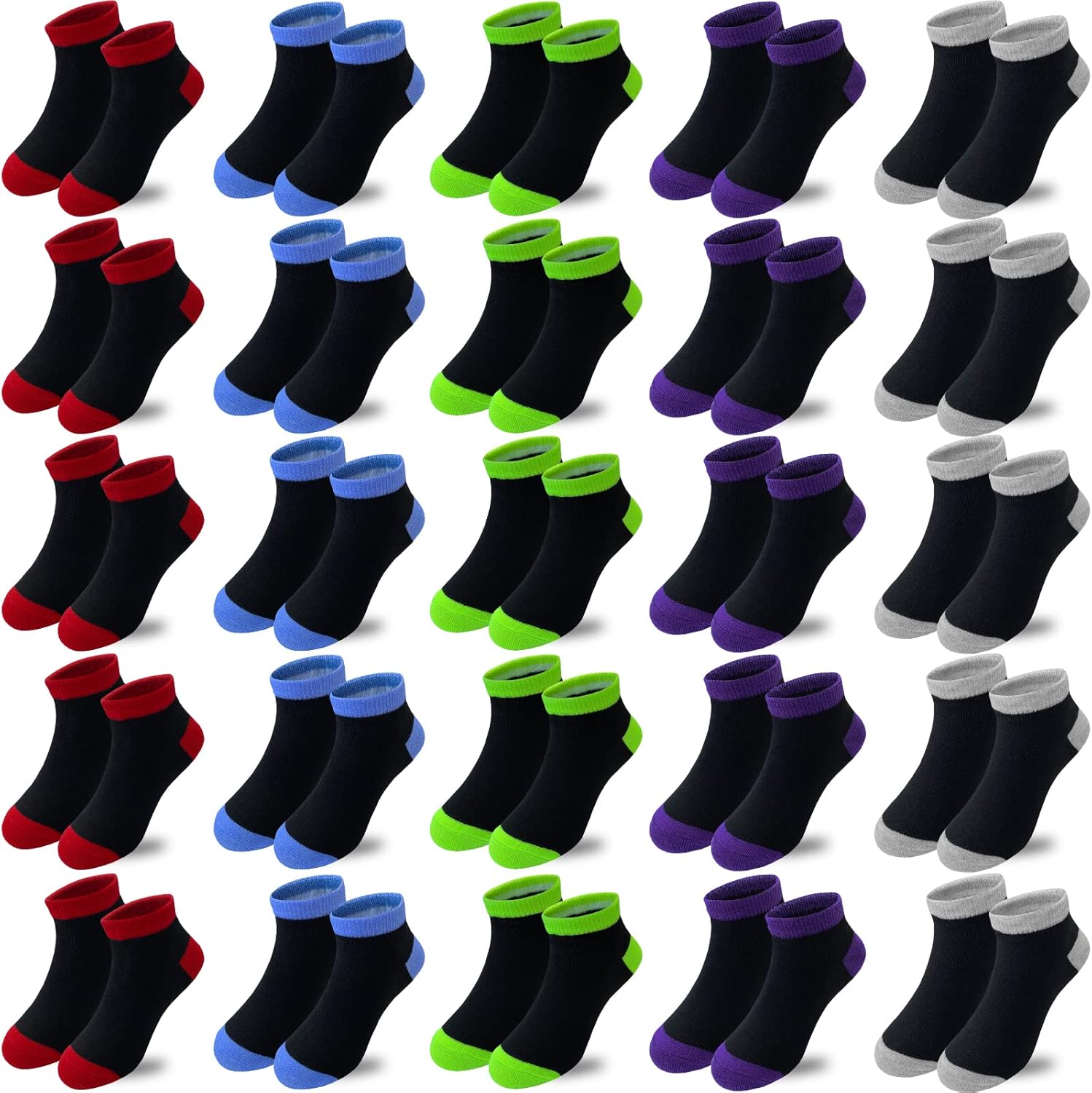 Boys Socks 25 Pairs kids Sport Ankle Athletic Sock Half Cushion Low Cut sock