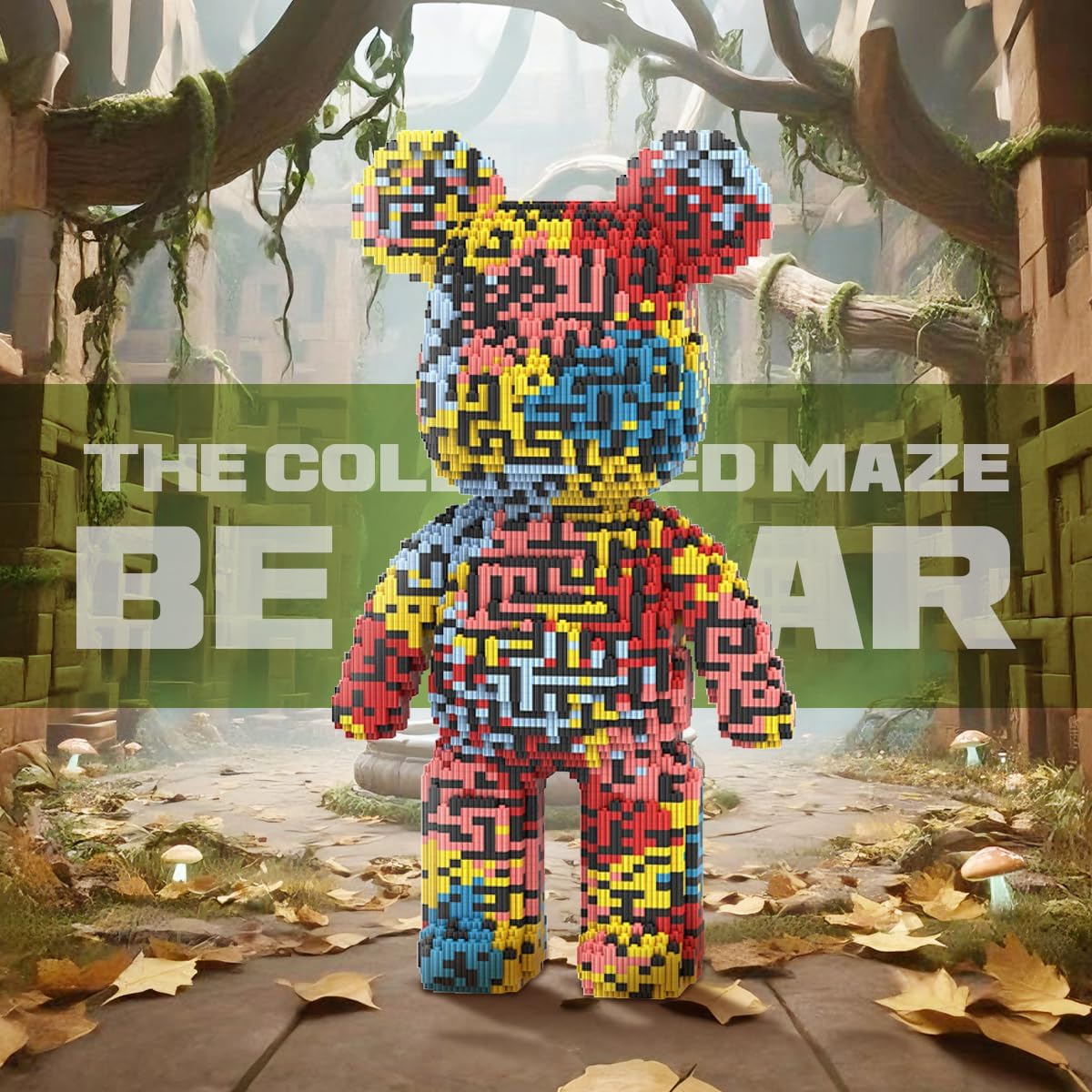 DAHONPA Maze Pattern Bear Micro Building Blocks Set (7250 Pieces), Bear Bricks Set Creative Home & Office Decor, Gift for Adults and Kids