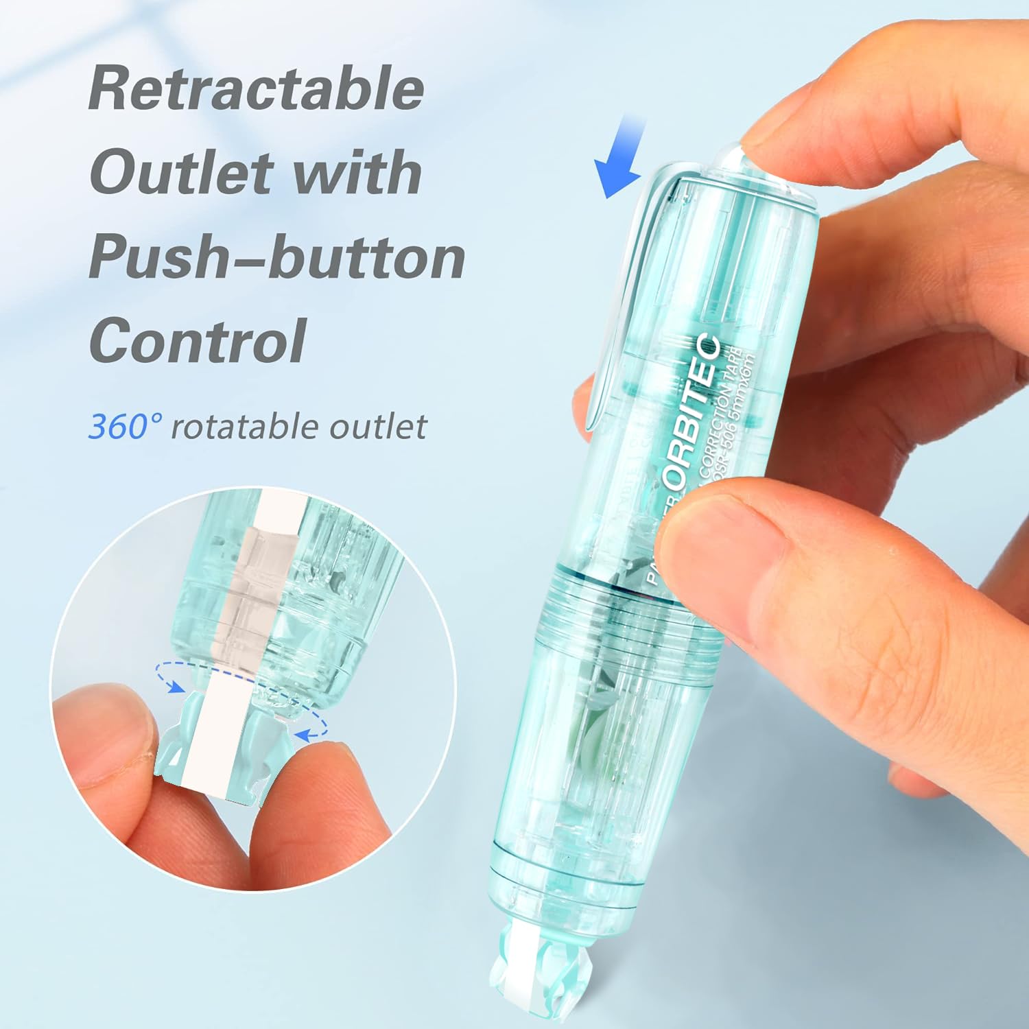 Cinta correctora White Out, recargable, retráctil, de secado rápido, estética japonesa, con mini aplicador en forma de bolígrafo pequeño fácil de usar (blanco recargable)