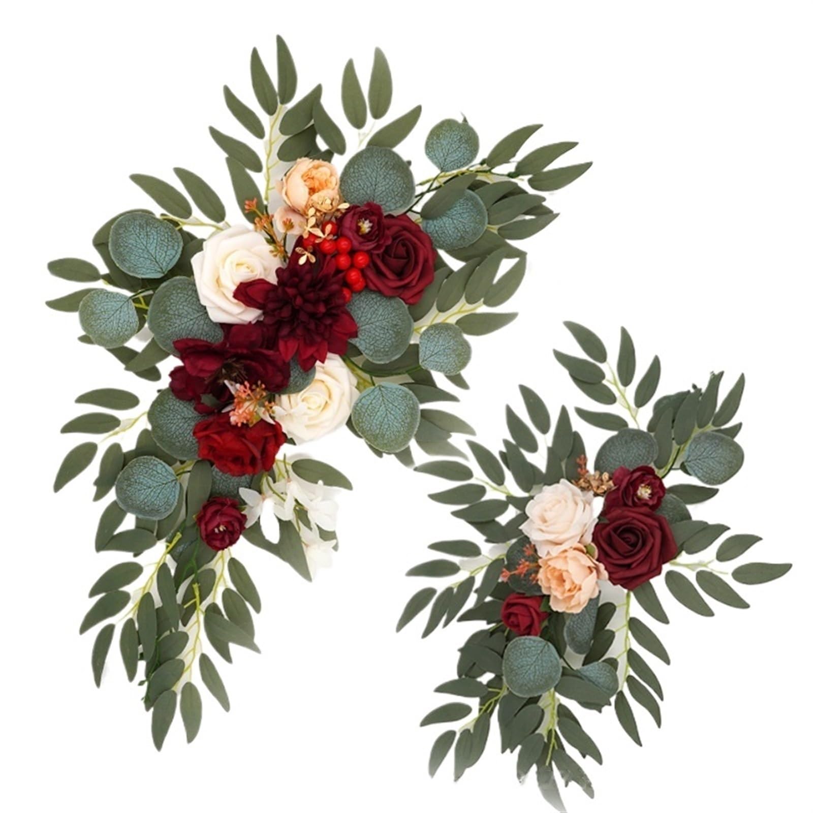 WJIAYAO Artificial Wedding Arch Flowers Kit Artificial Wedding Arch Flowers Kit Rose Blue Garland Drapes for Decorations Welcome Sign(Color1)