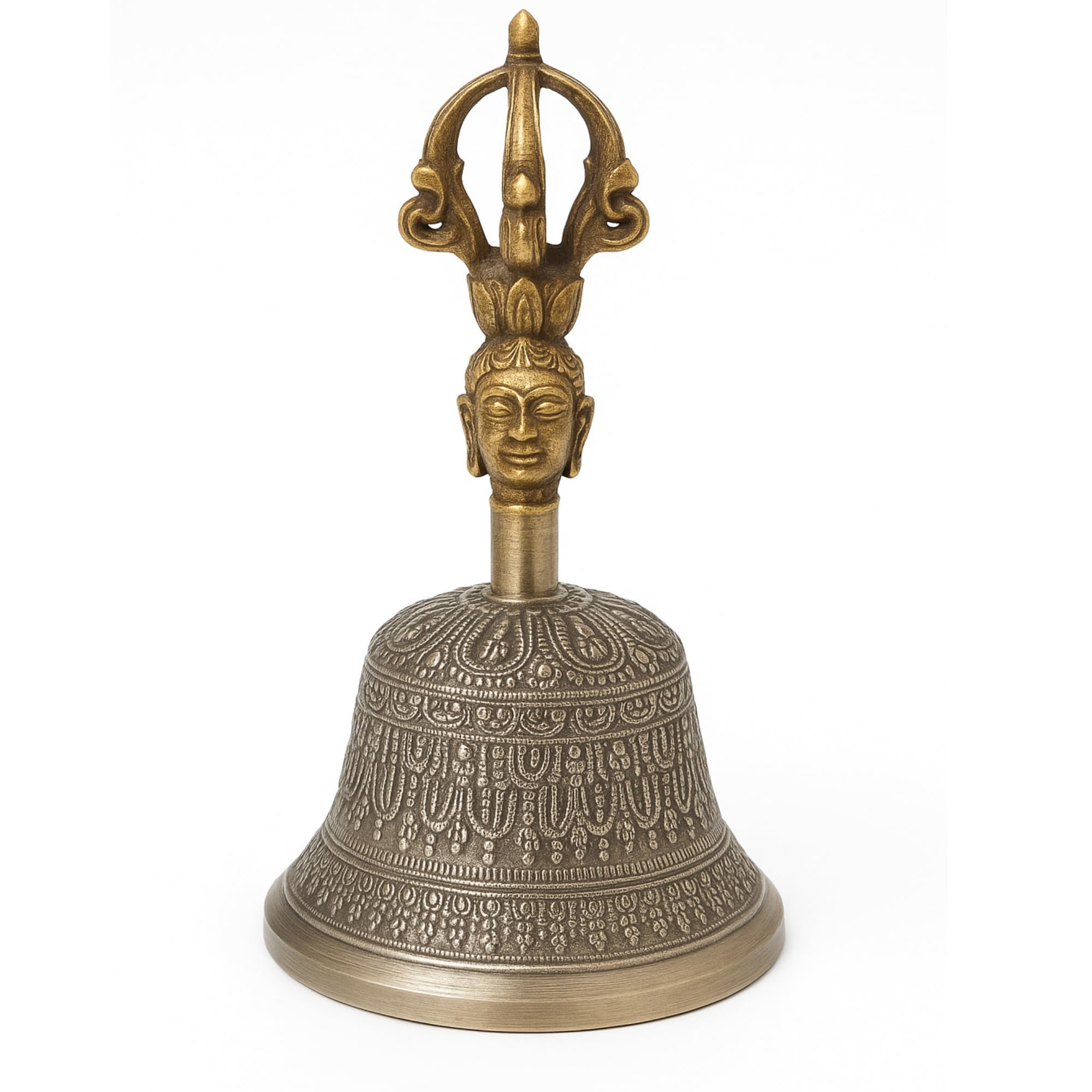Antique Tibetan Prayer Bell - Brass Ghanta for Meditation -6