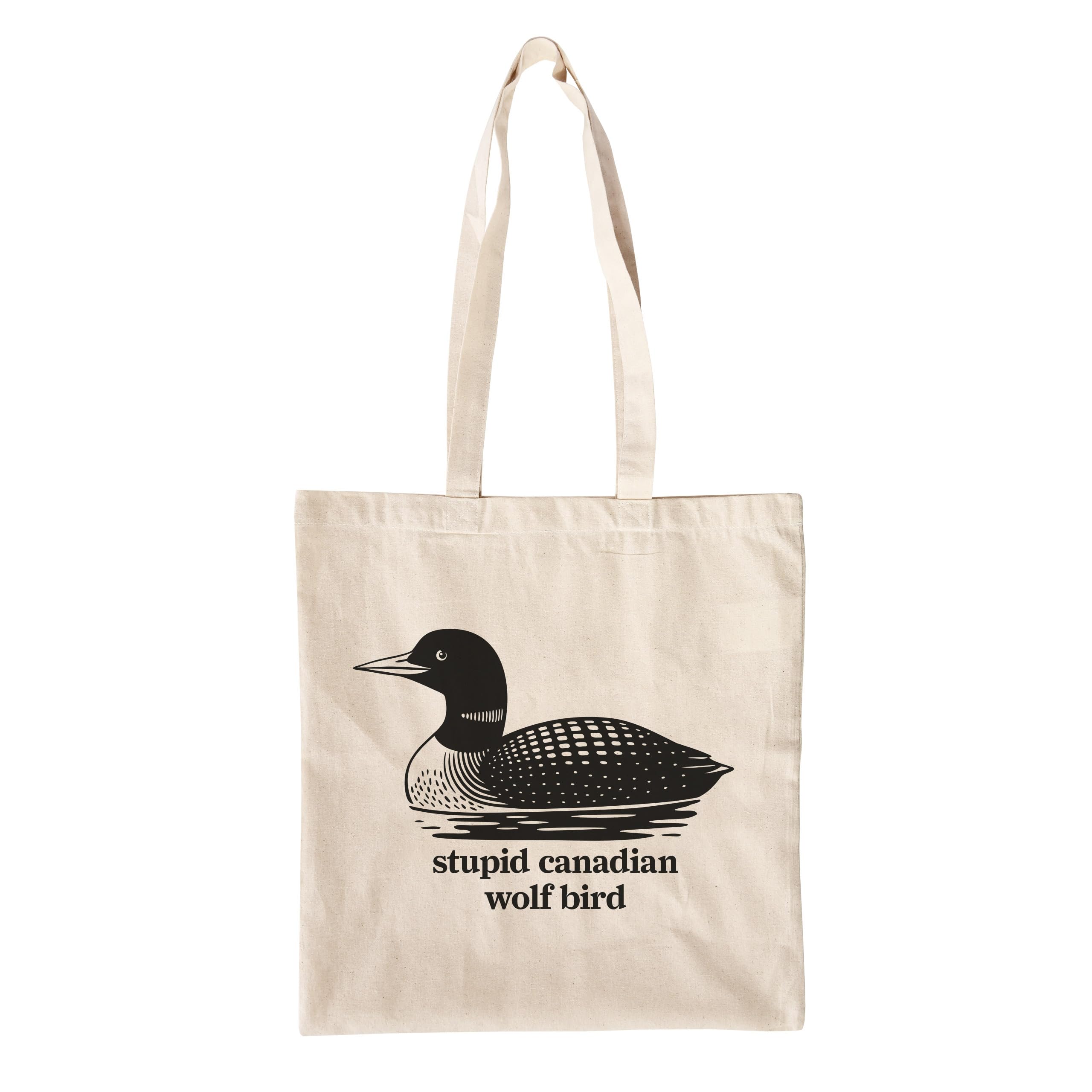 Elbenwald Heated Rivalry - Jute bag Still at the Cottage & Stupid Canadian Wolf Bird 38 x 40 cm Beige Cotton, Stupid Canadian Wolf Bird, 38 x 40 cm