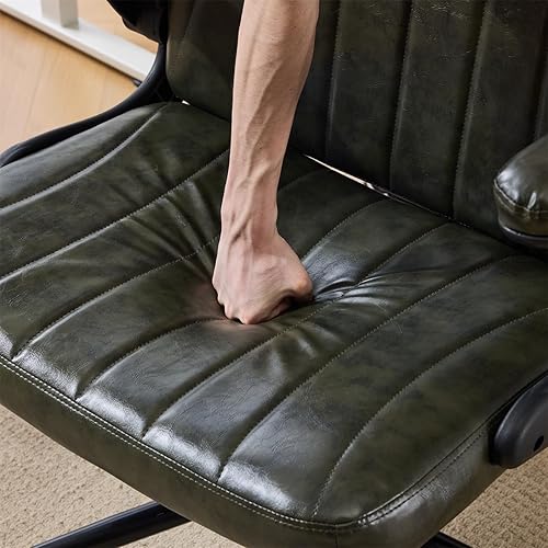 Miniatura 6 de VINGLI Silla cruzada con brazos abatibles ajustables, silla de patas cruzadas con ruedas, silla de oficina extra ancha, cómoda silla de escritorio