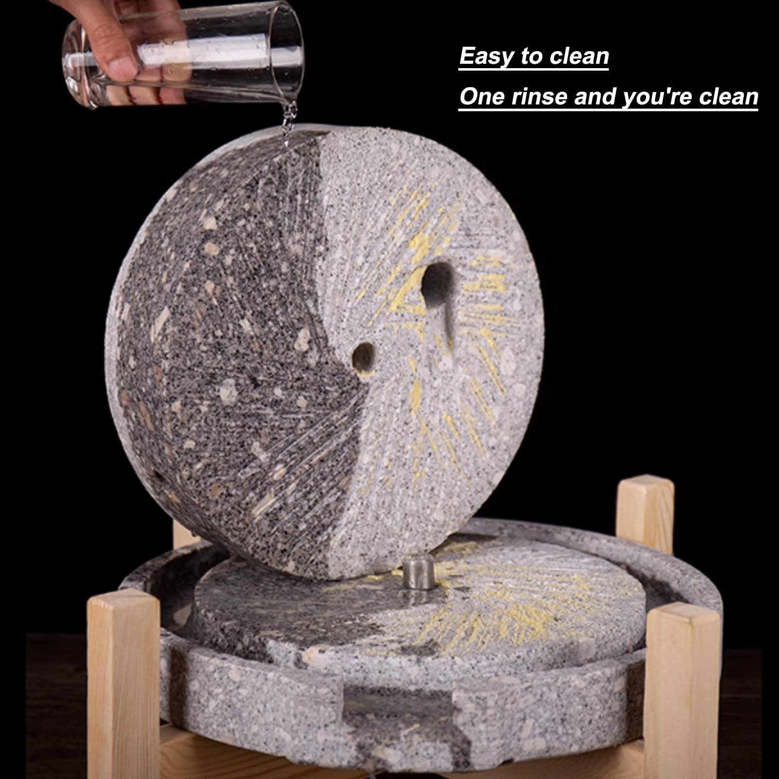Getreidemühle aus Stein, Handmühle aus Stein/Nass- und Trockenmühle, Mahlscheibe aus Naturstein, manuelle Mahlmaschine for die Küche zu Hause, leicht zu reinigen, for Getreide, Weizen, Mandeln(20cm/7.