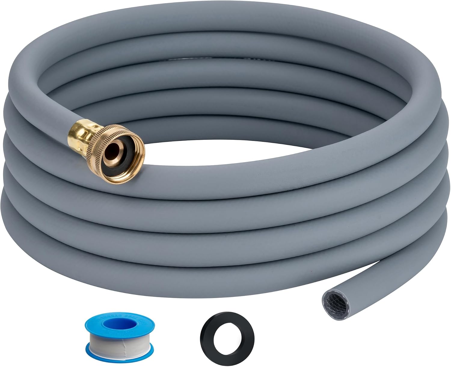 30FT Dehumidifier Drain Hose with 3/4” FHT Brass Rustproof Connector, Versatile Drain Hose Perfectly Compatible with most Dehumidifiers and 3/4” external thread outlet, No Leak (Grey, 30FT)
