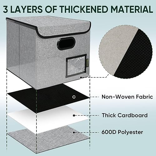 Miniatura 5 de BALEINE Caja organizadora de archivos con tapa, organizador de carpetas de archivos plegable con diapositiva de plástico, caja de carpetas de