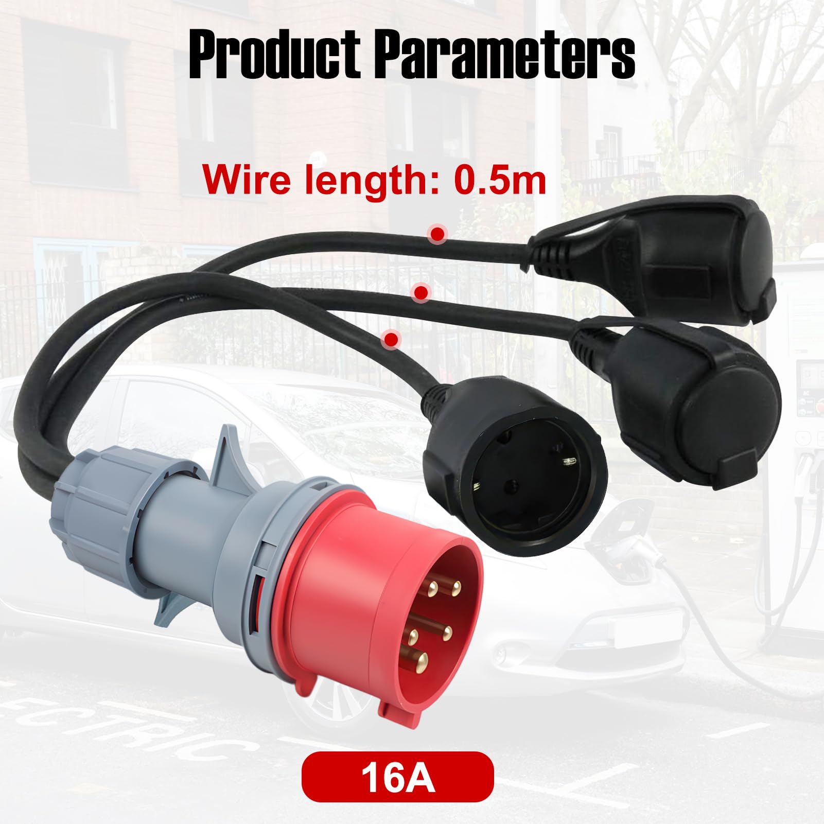 Adattatore CEE Schuko, cavo adattatore CEE da campeggio con 3 cavi da 0,5 m, spina da 400 V 16 A su 3 cavi di prolunga da 230 V, adattatore di corrente da campeggio