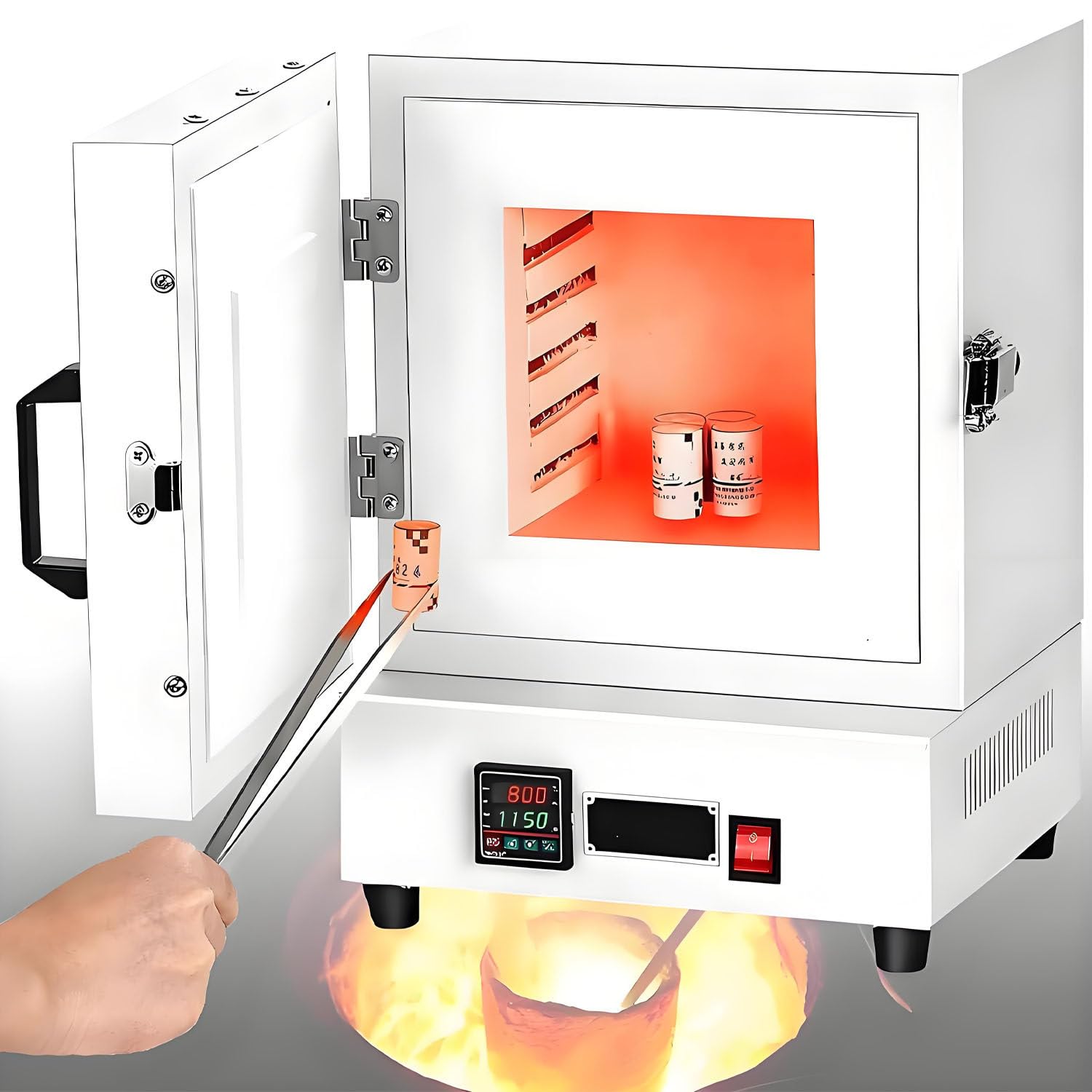UORDBY 1150℃ Metal Melting Furnace, 2000w Electric Ceramic, Laboratory Muffle Furnace, Electric Kiln for Jewelry Making, Metal Casting, Pottery Glazing & DIY Projects