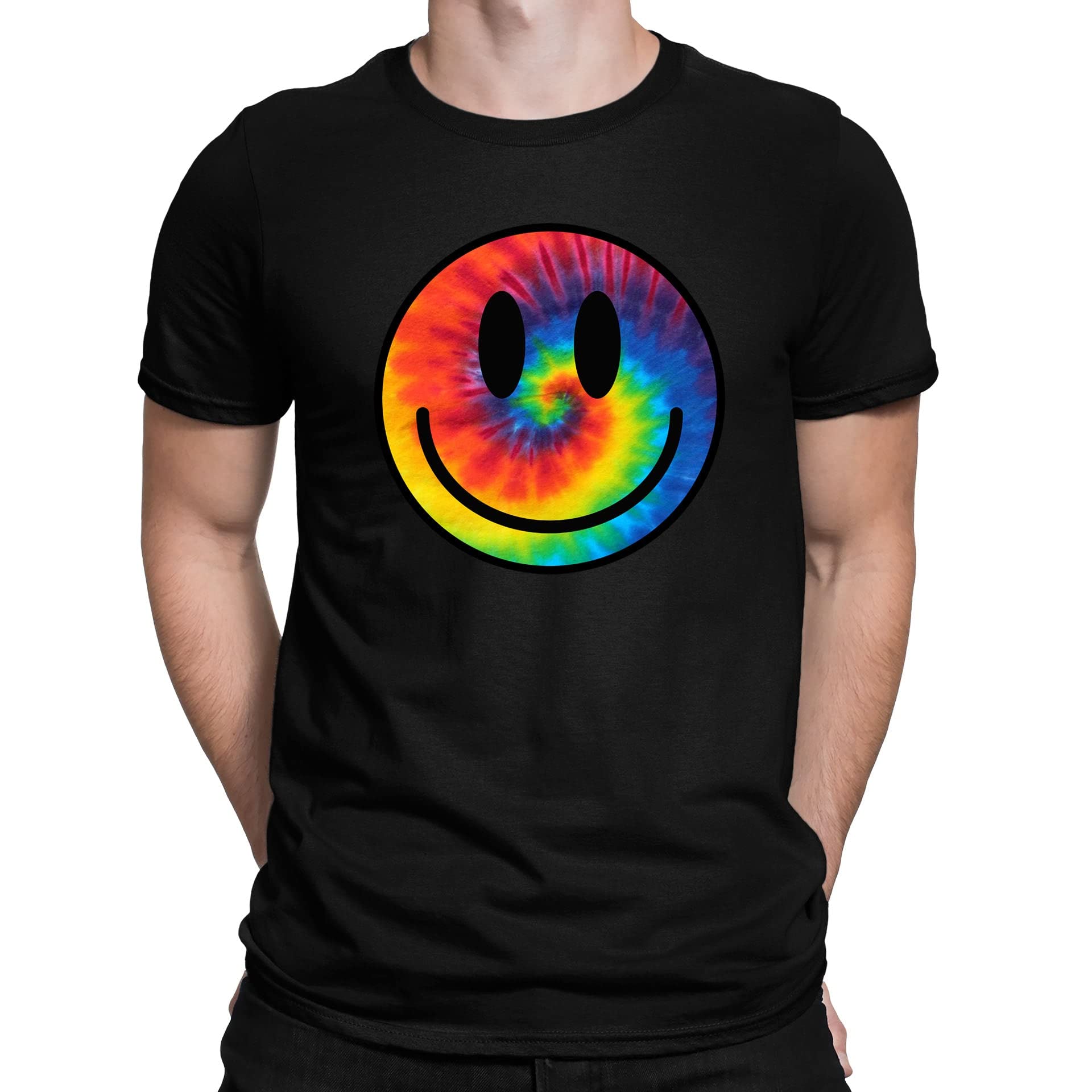 Mens Tie Dye Happy Smile Face Acid Rave T-Shirt