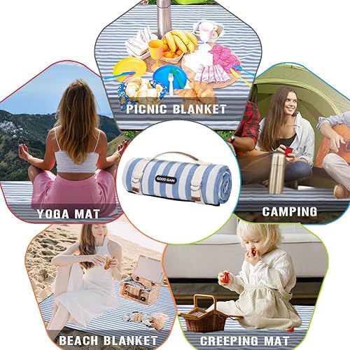 Miniatura 7 de Mantas de picnic al aire libre impermeables extra grandes  Alfombra de playa libre de arena plegable con correa de transporte  Manta portátil de