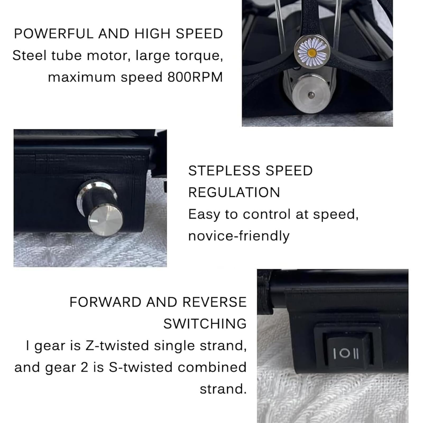 Amazon.co.jp: 電動糸紡ぎ機、糸玉巻き機、自動紡ぎ車、前進・後進