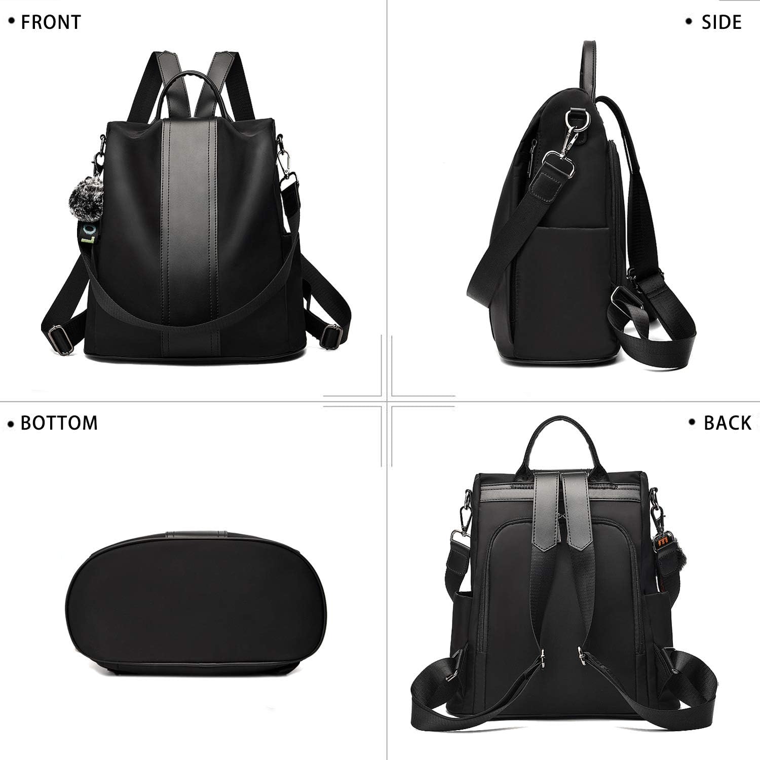 TcIFE Womens Backpack Anti-Theft Bag Waterproof School Bag Lightweight Travel Daypack M 1-1 Schwarzes Mittel
