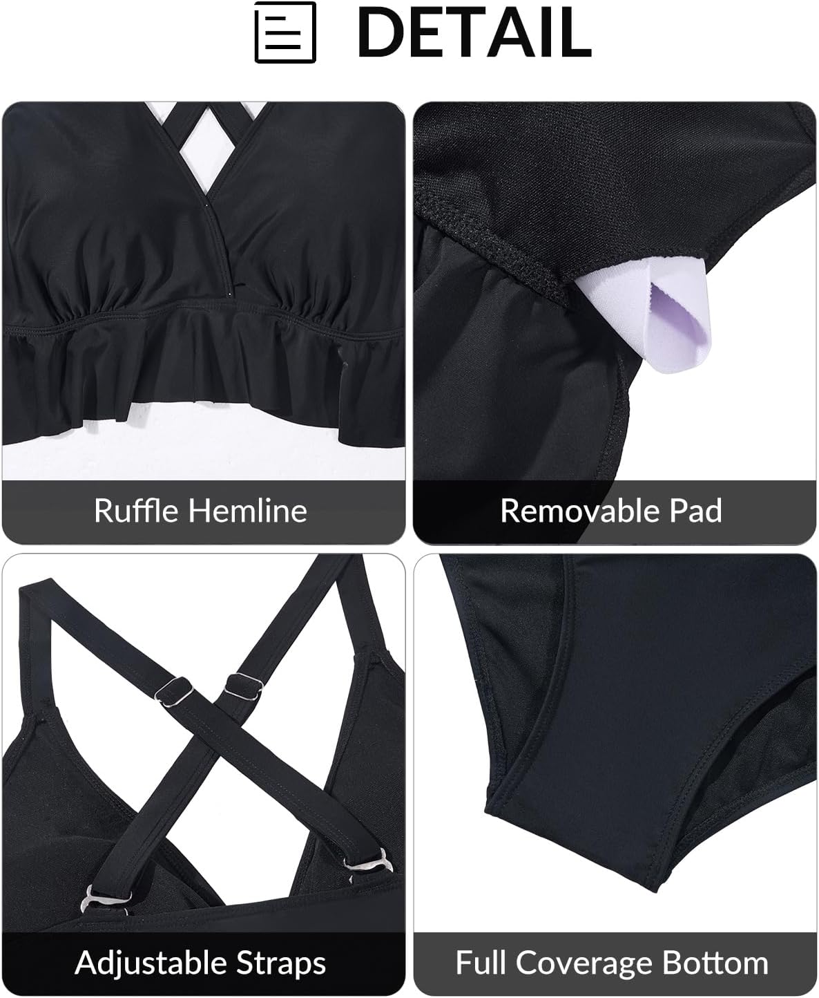 Yonique Women Plus Size Two Piece Swimsuits High Waisted Bikini Set Tummy Control Bathing Suits Ruffle Swimwear - Image 5