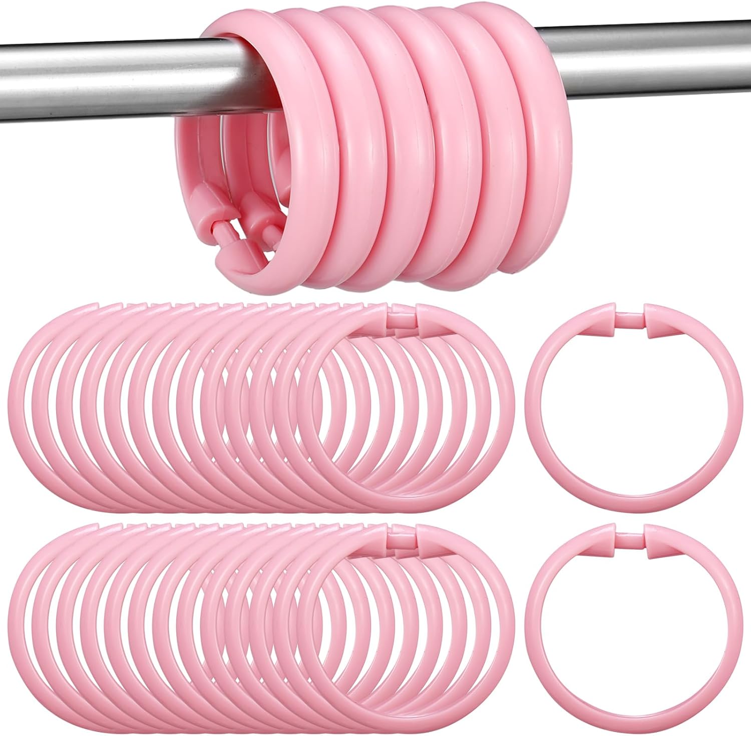 Beeveer 50 Pcs Plastic Shower Curtain Hooks Round Plastic