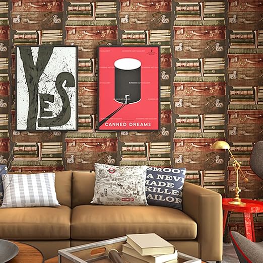 Amazon Haokhome 8001 Diyレトロスーツケース壁紙クラシック赤褐色のデザイナーシリーズ壁用トイレ屋内居間 ベッドルーム装飾 53cm 10m 並行輸入品 壁紙