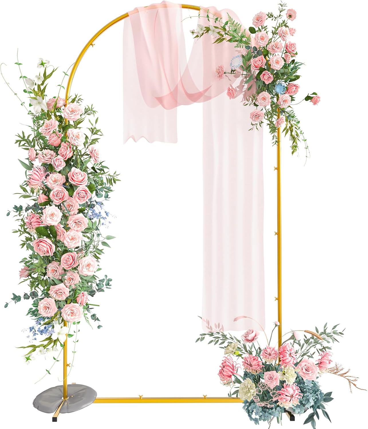 Snughome 7.2FT Arch Backdrop Stand, Gold Metal Arch Stand, Wedding Arch Frame Ideal for Balloons Flowers for Party, Wedding, Baby Shower, Holiday Decoration 7.2FT Gold