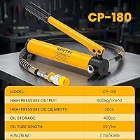 Vista 7 de NEWTRY Kit de potencia Porta de gato hidráulico de perfil bajo 5T + bomba manual hidráulica manual CP-180, mini cilindro hidráulico industrial