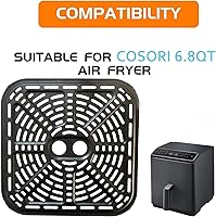 Vista 2 de Placa de parrilla para freidora de aire COSORI de 6.8 cuartos de galón, sartén cuadrada mejorada de 9.02 pulgadas, bandeja de placa para freidora