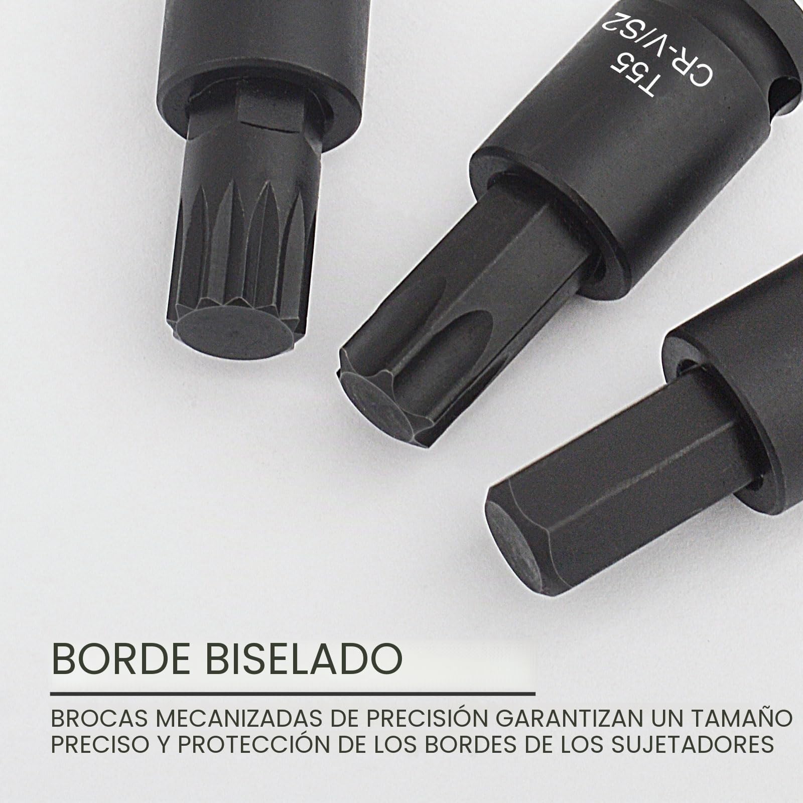 Gunpla Juego de brocas de impacto de 3/8 pulgadas CR-V, S2 de acero impactado poco profundo métrico 31 piezas hexagonales de 2-10 mm, Torx T10-T60, Spline M4-M14 Star Allen Bit Tools