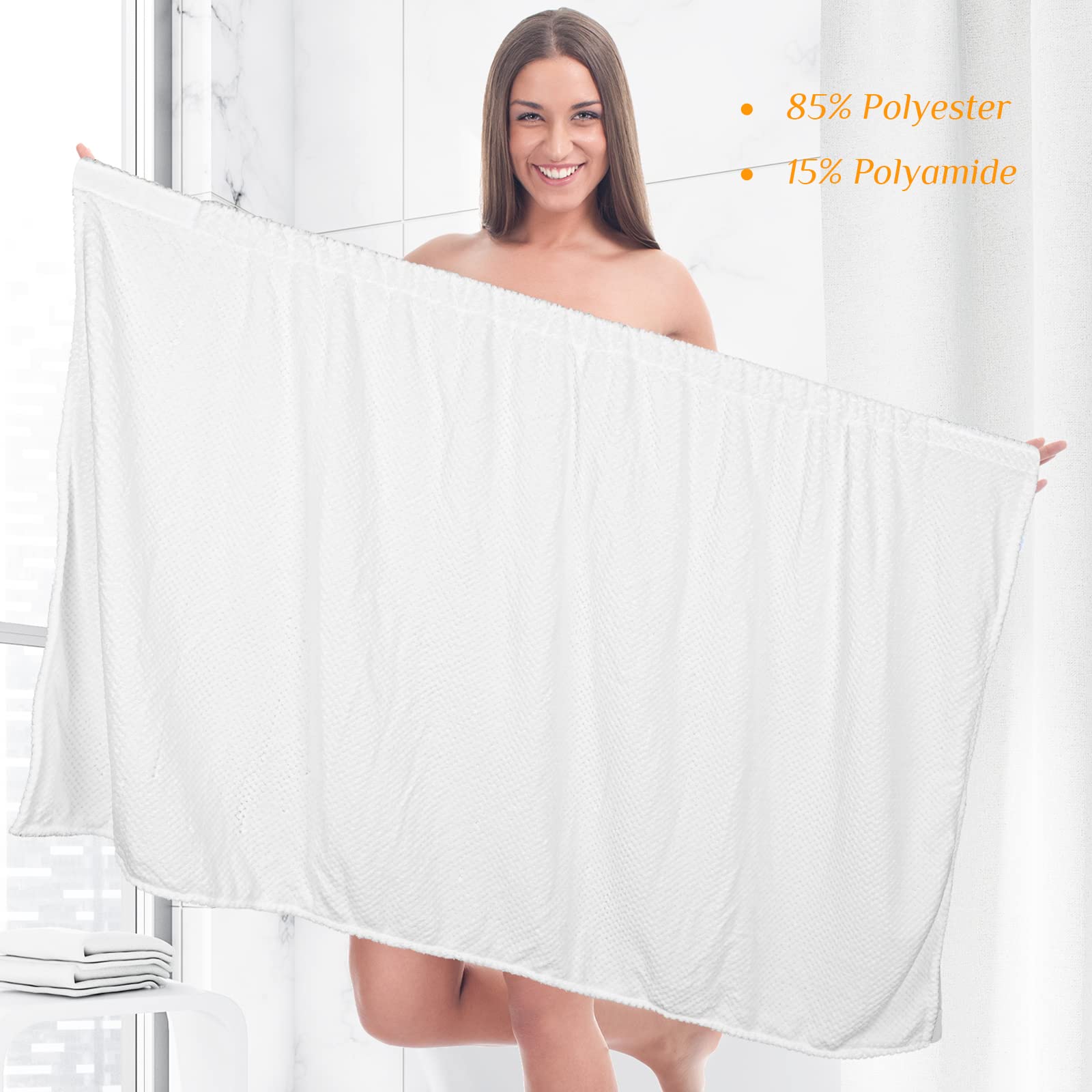 Tigeen 8 batas de gofre para mujer, toalla envolvente con cierre ajustable y parte superior elástica, bata ligera para spa, Blanco, Talla única
