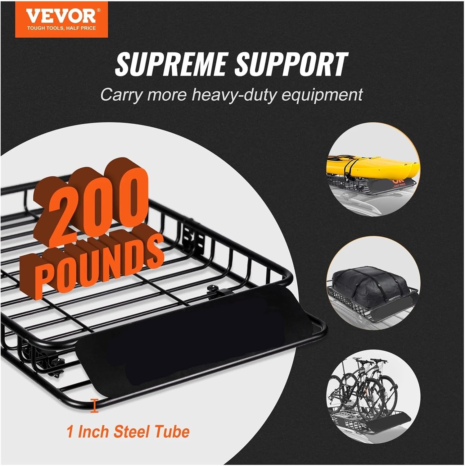 Roof Rack Cargo Basket，46"x36"x4.5" / 51"x36"x5" Rooftop Cargo Carrier Heavy-Duty 200 LBS Capacity for SUV Truck Vehicle(64 inches)
