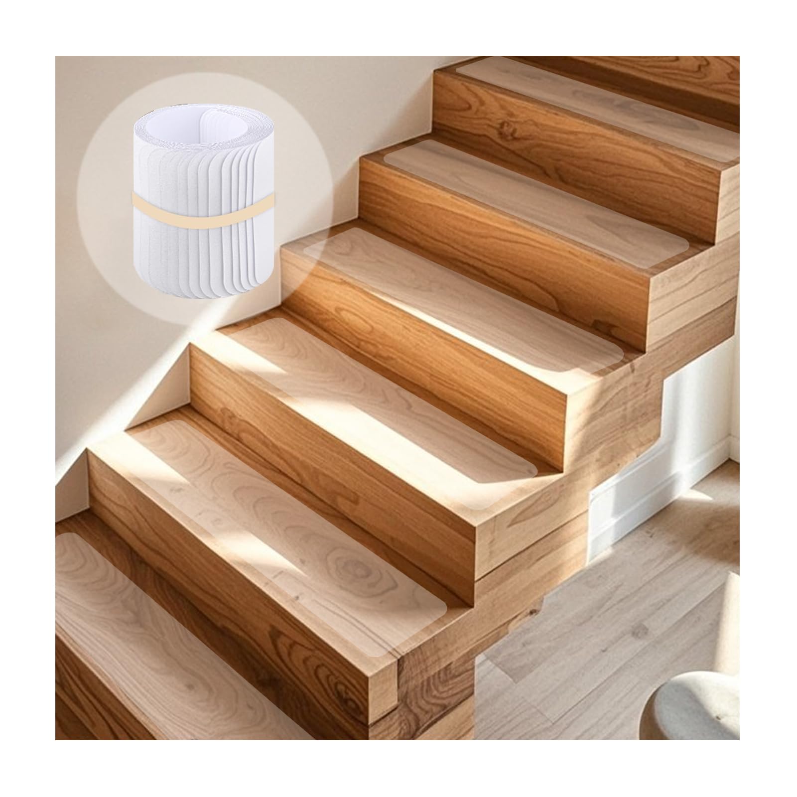 Janety 15 Piezas Tapis Cinta Antideslizante Escaleras, 15 * 60cm Alfombrillas para Escalera Transparentes en el Interior, Tapis de Protection antidérapant