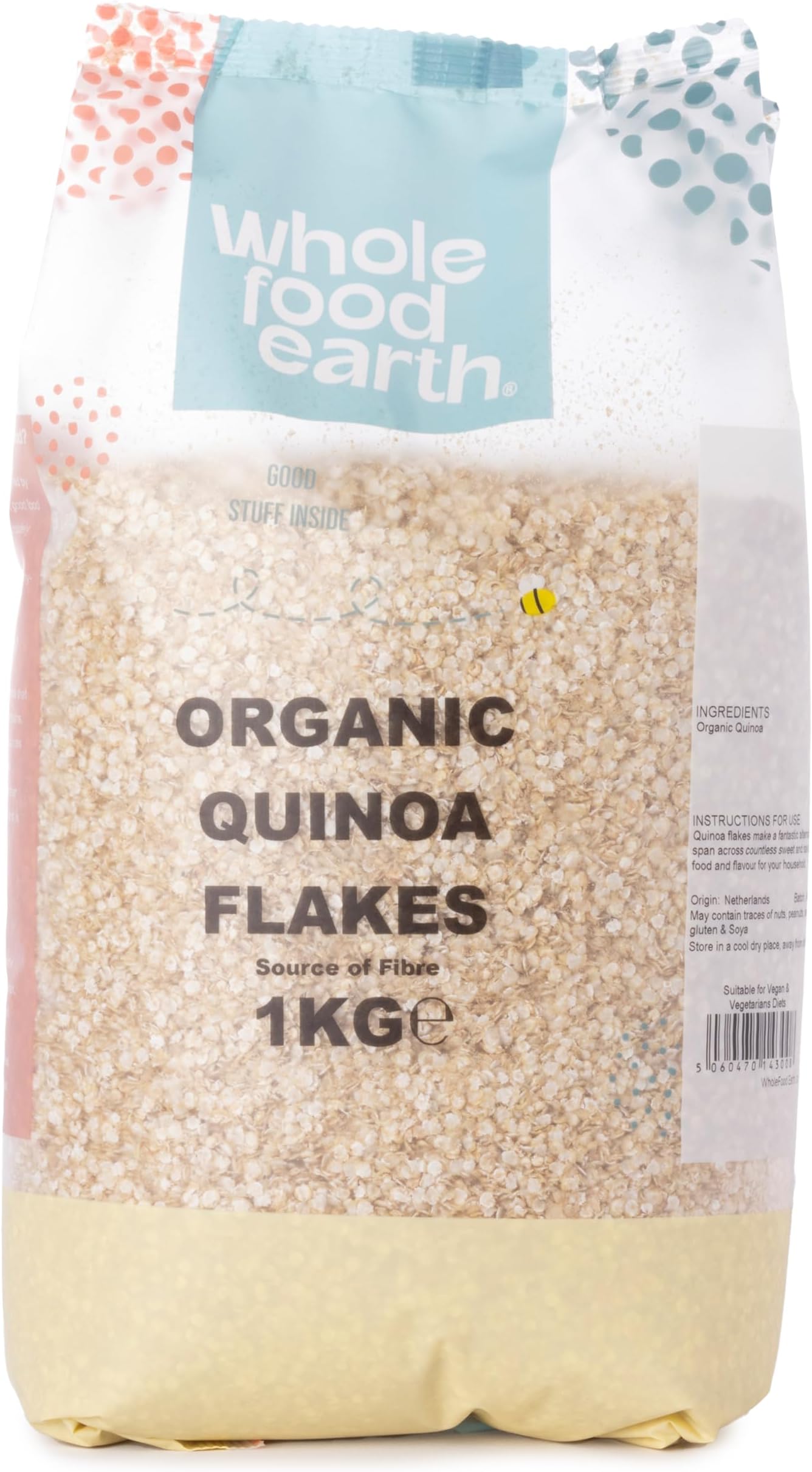 Organic Quinoa Flakes – 1 kg | GMO Free | Vegan | Source of Fibre | Certified Organic