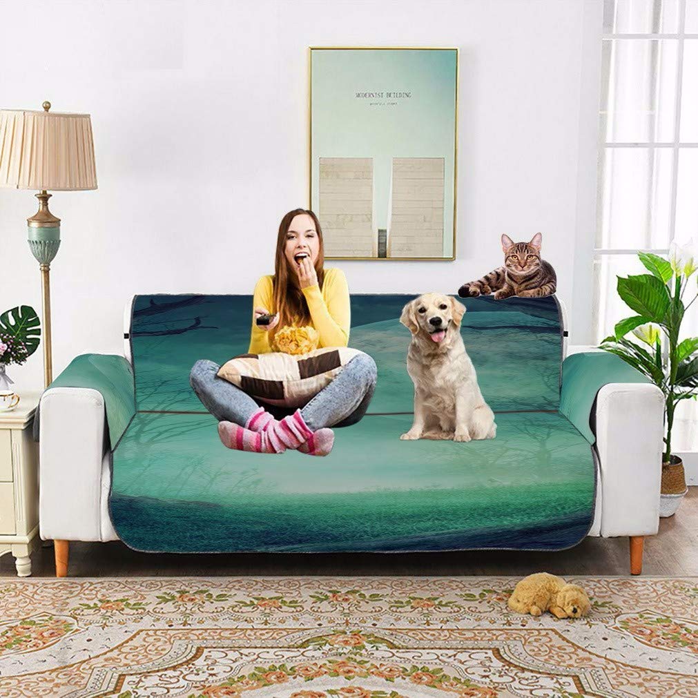 A.Monamour Sofabezug Sofaüberwurf Sesselschoner Halloween Spooky Tree Vollmond Samt Stuhl Abdeckung Sofa Abdeckung Sofaschoner Sofahusse Sofaschonbezug Sofaschutz