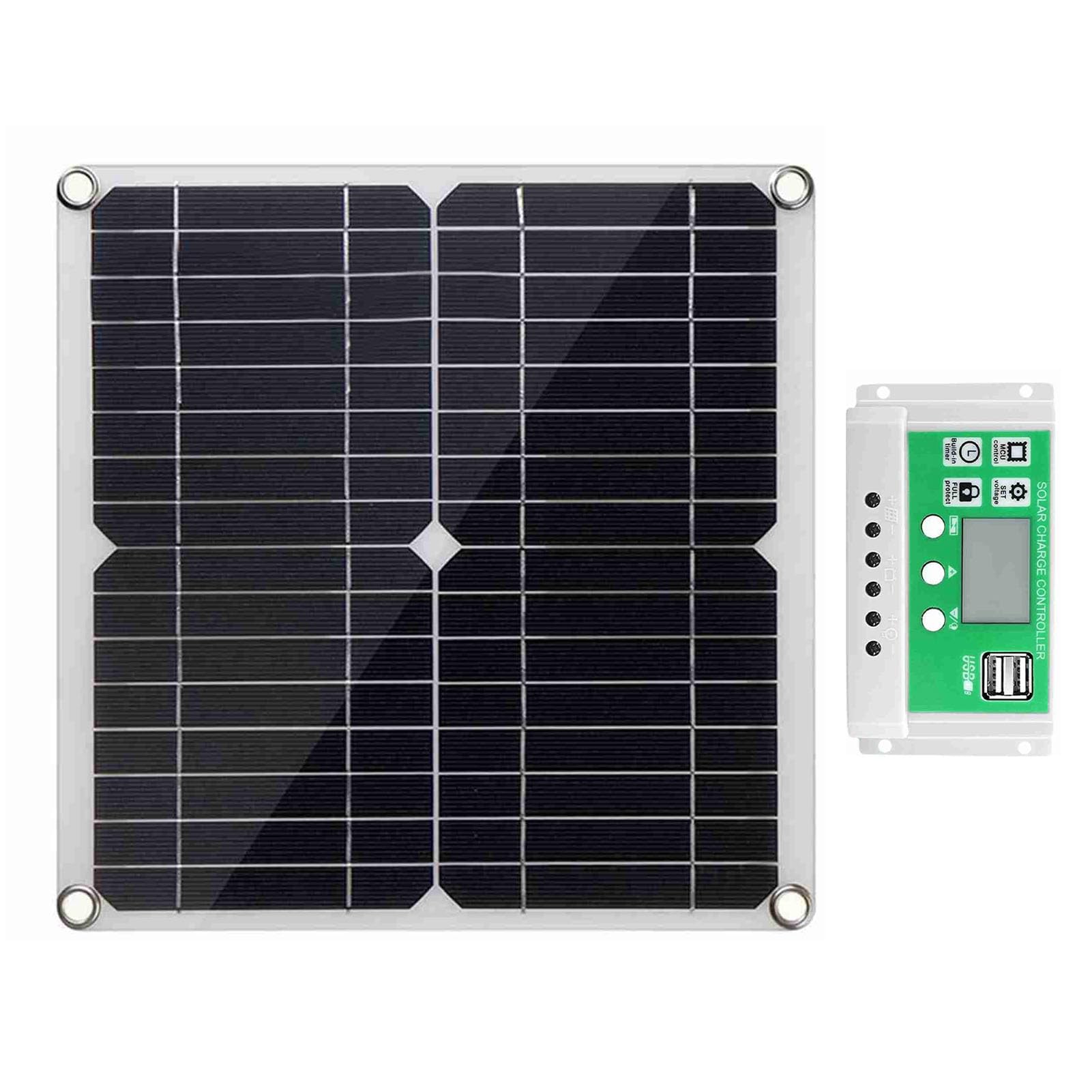 Jiawu Kit Pannello Solare Monocristallino da 20 W 12 V con Regolatore di Carica PWM 60 A, Alta Efficienza 22% per Off-grid per Rimorchio Barca, Include Clip per Batteria e Ventose (Regolatore 100A)