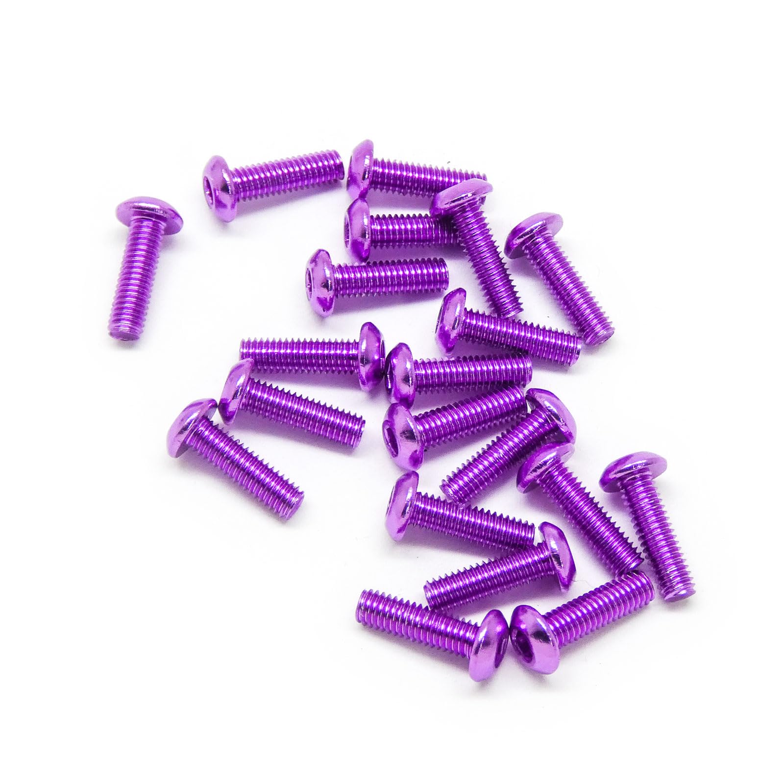 20pcs M3x10mm Button Head Screws 6063 Aluminum Hex Socket (Anodized Colors) (Purple)